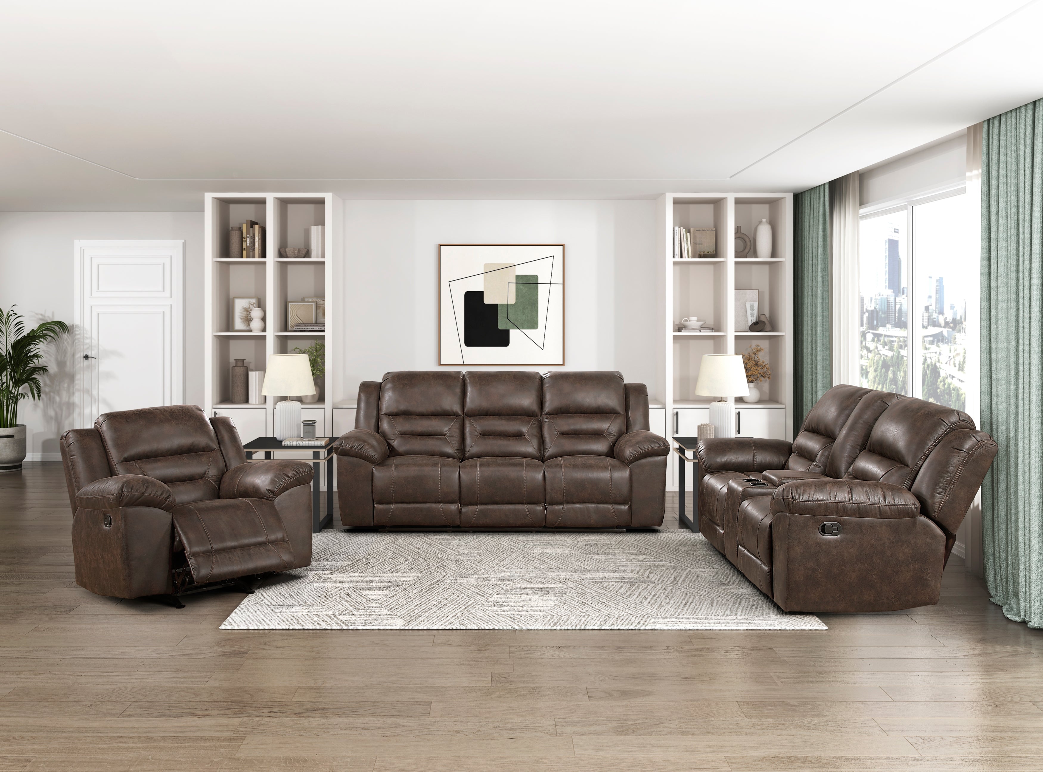 Hazen Dark Brown Reclining Living Room Set from Homelegance - Luna Furniture