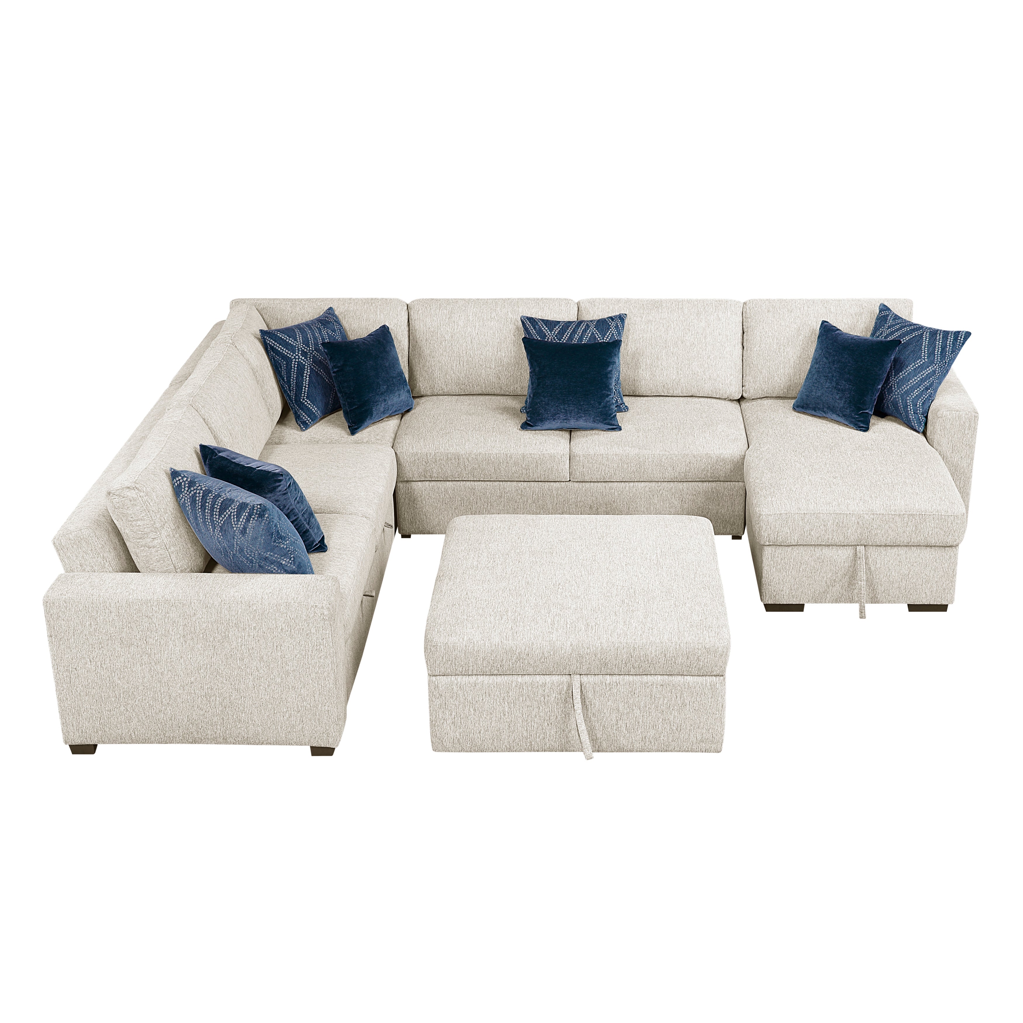 8548BE*6VC2ACR2ACLAOT (6)5-Piece Sectional with Reversible Chaise, Pull-out Bed, Hidden Storage and Ottoman - 8548BE*6VC2ACR2ACLAOT