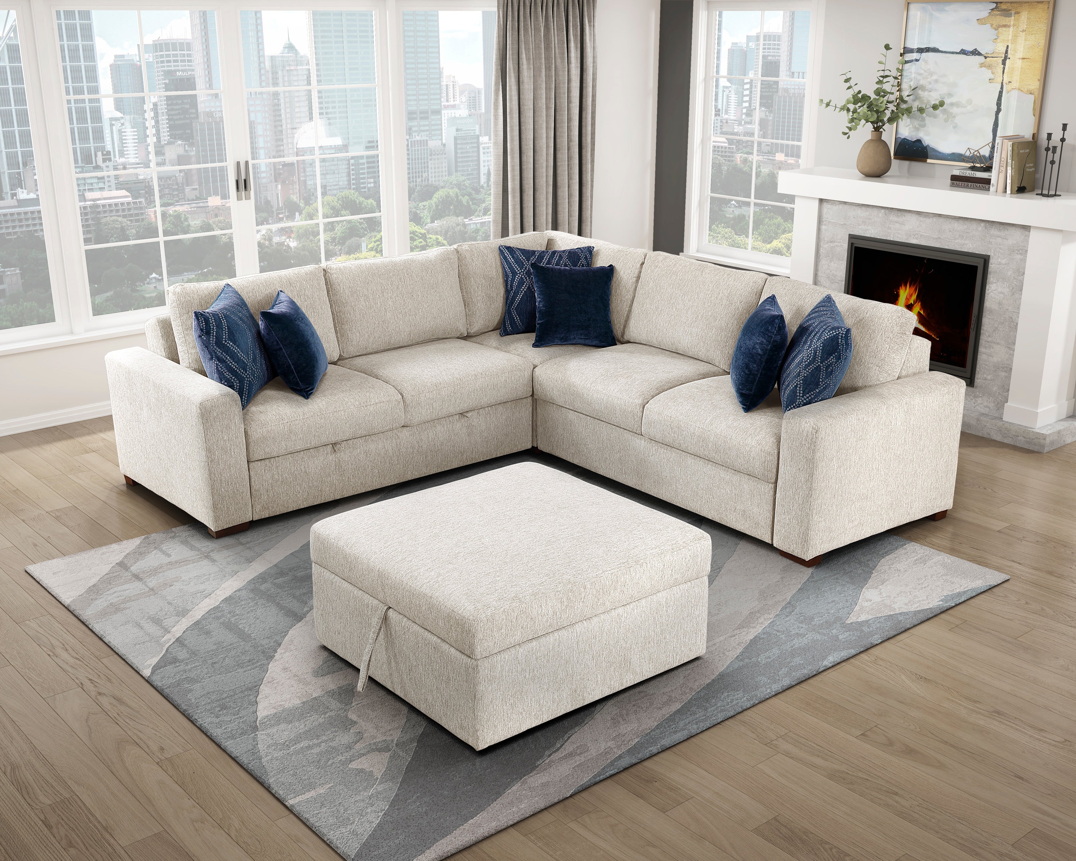 8548BE-OT Storage Ottoman with Casters - 8548BE-OT