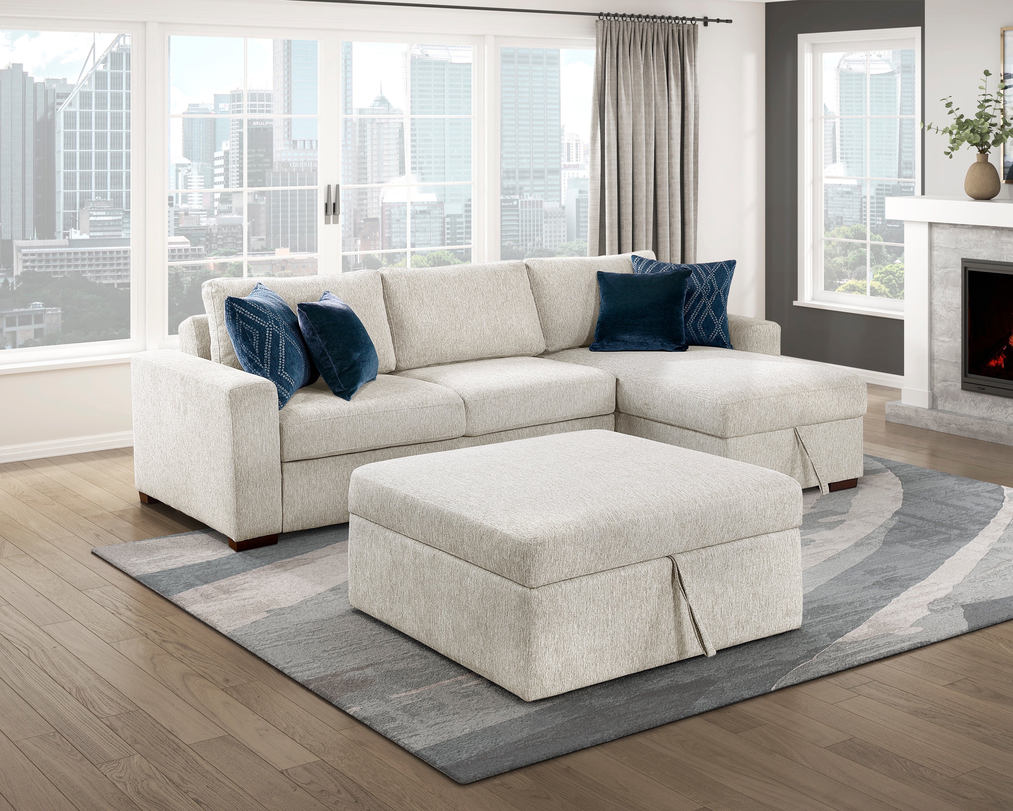 8548BE-OT Storage Ottoman with Casters - 8548BE-OT