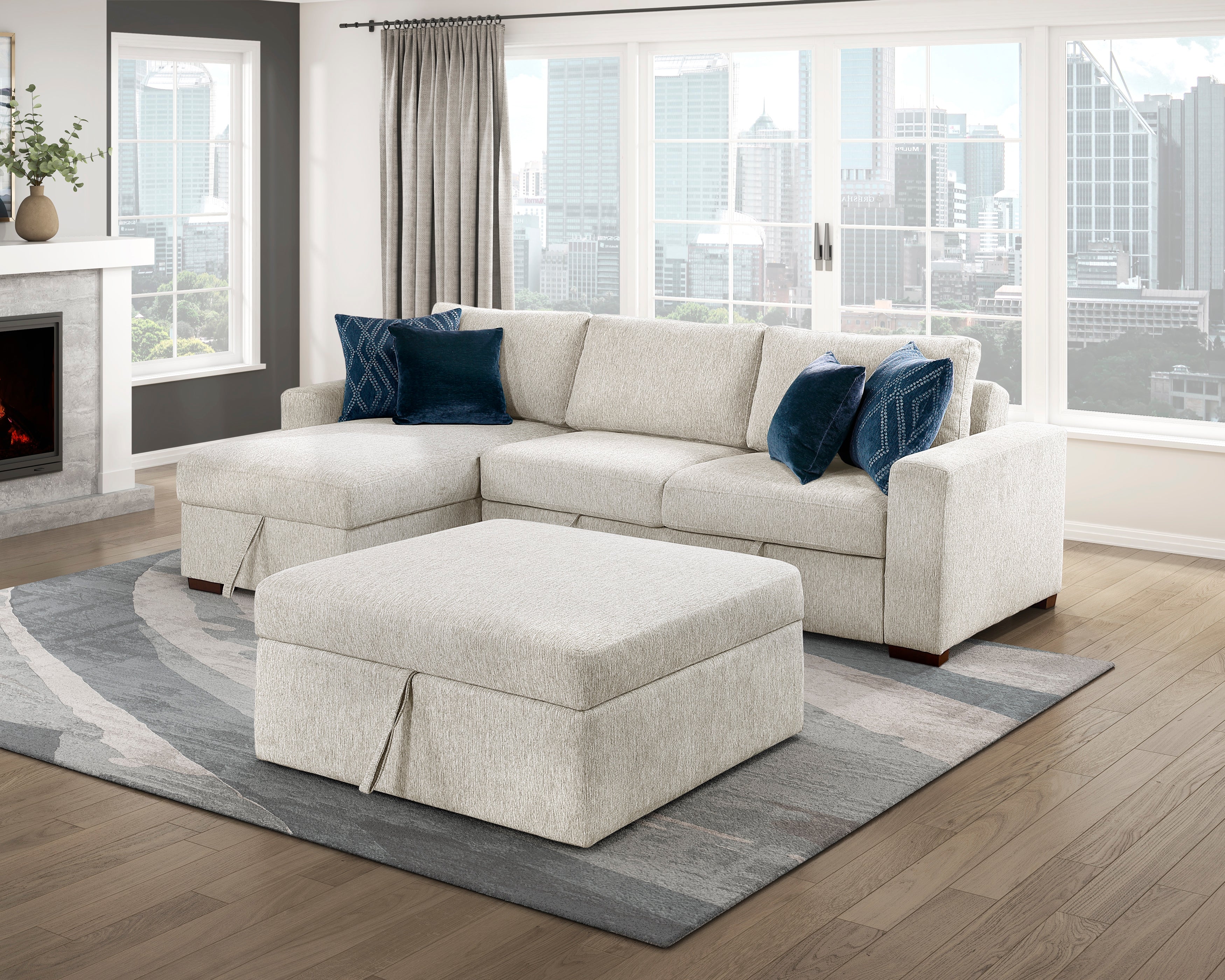 8548BE-OT Storage Ottoman with Casters - 8548BE-OT
