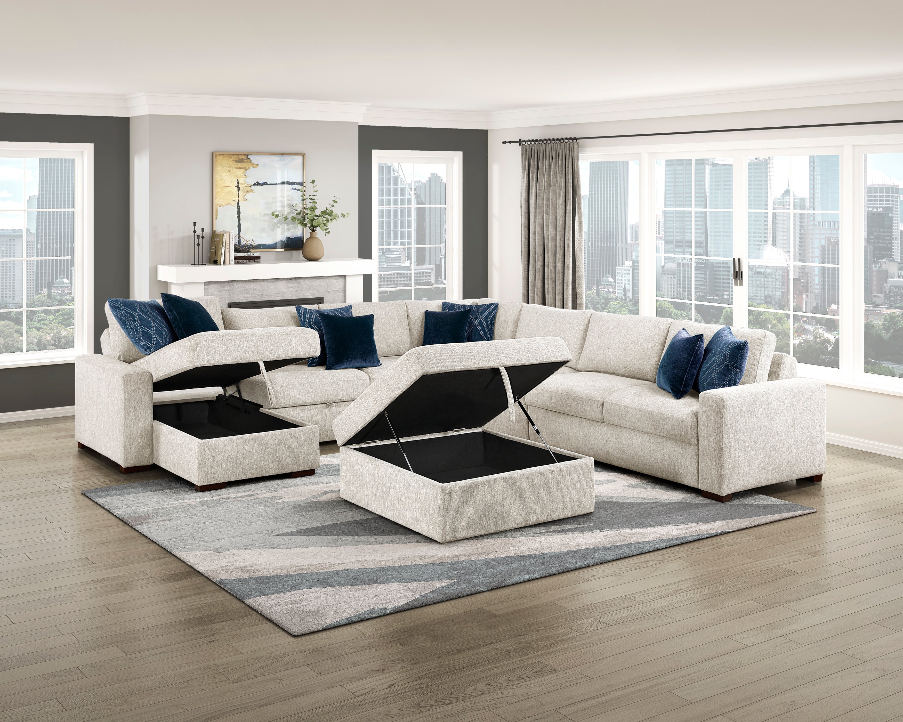 8548BE-OT Storage Ottoman with Casters - 8548BE-OT