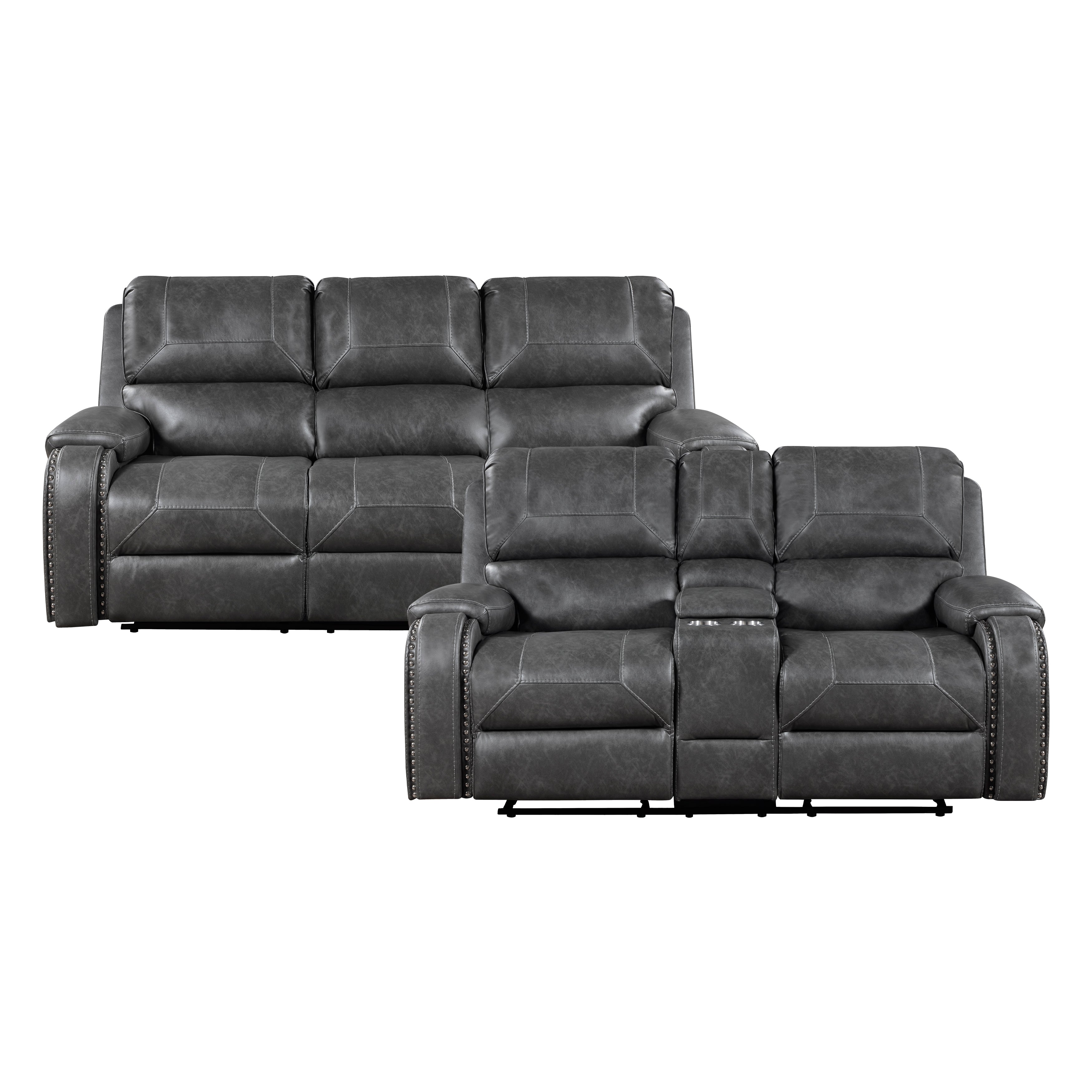 8549GRY*2 2pc Set: Sofa, Love - 8549GRY*2