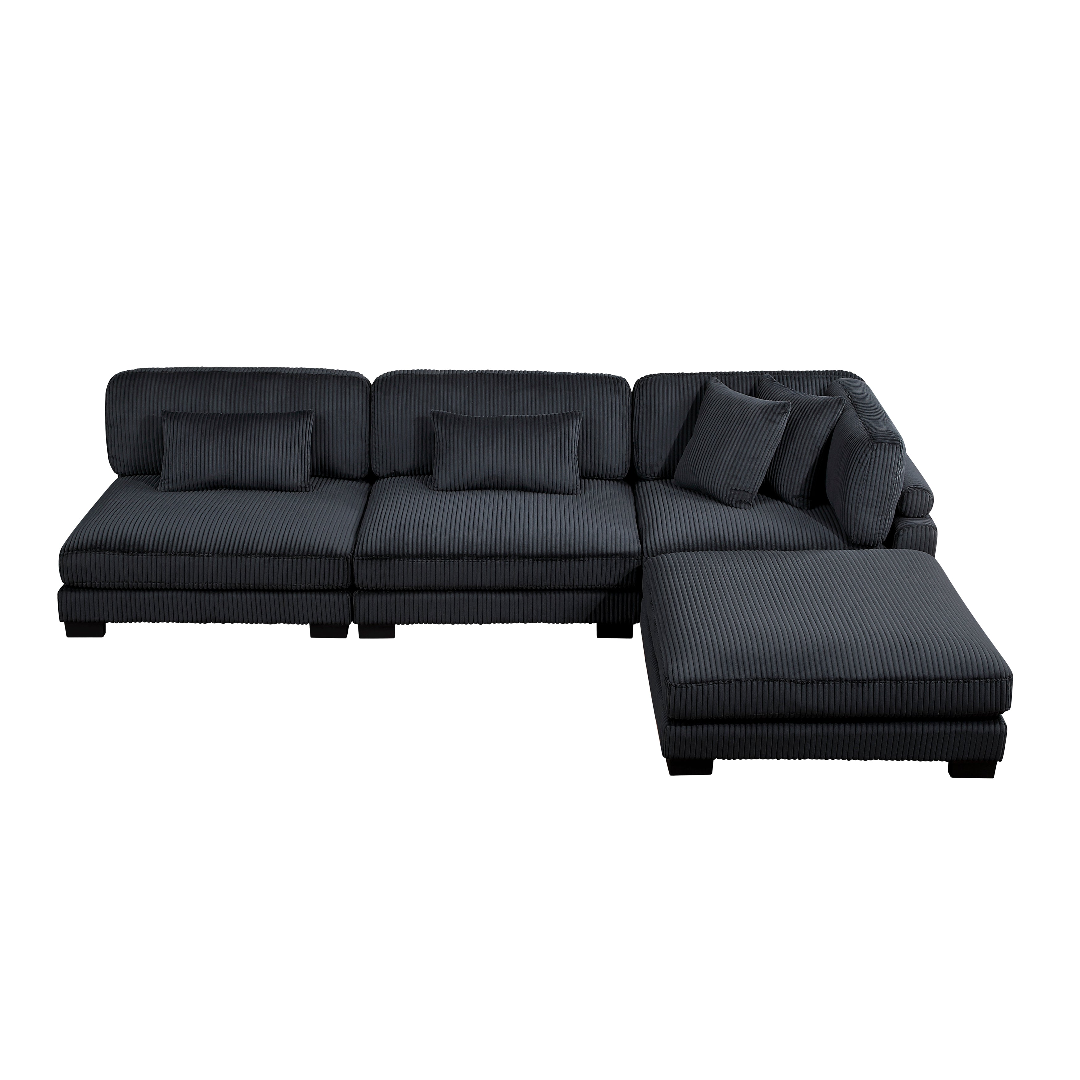 8555BK*2AC1CROT (4)4-Piece Modular Sectional with Ottoman - 8555BK*2AC1CROT