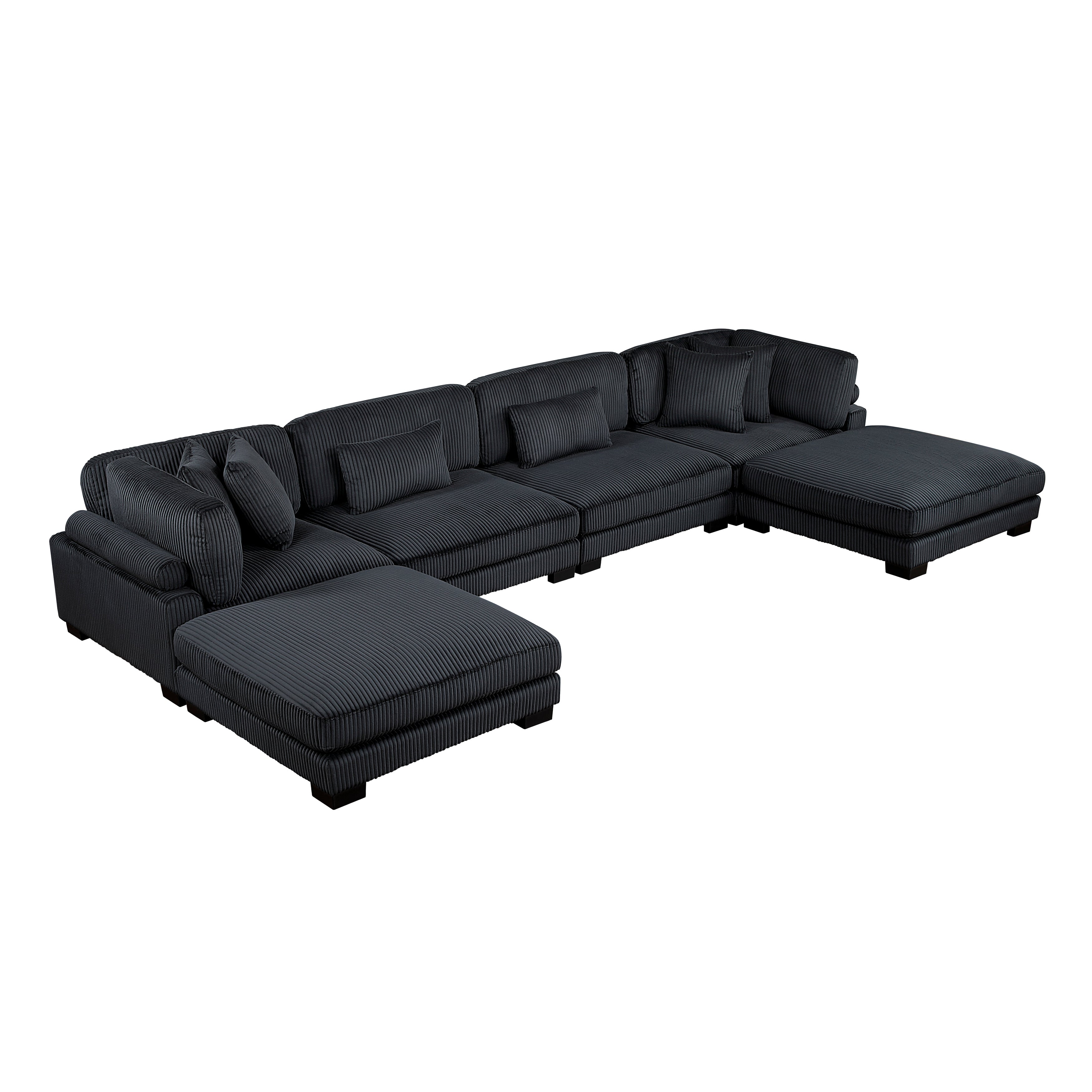 8555BK*2CR2AC2OT (6)6-Piece Modular Sectional with Ottomans - 8555BK*2CR2AC2OT