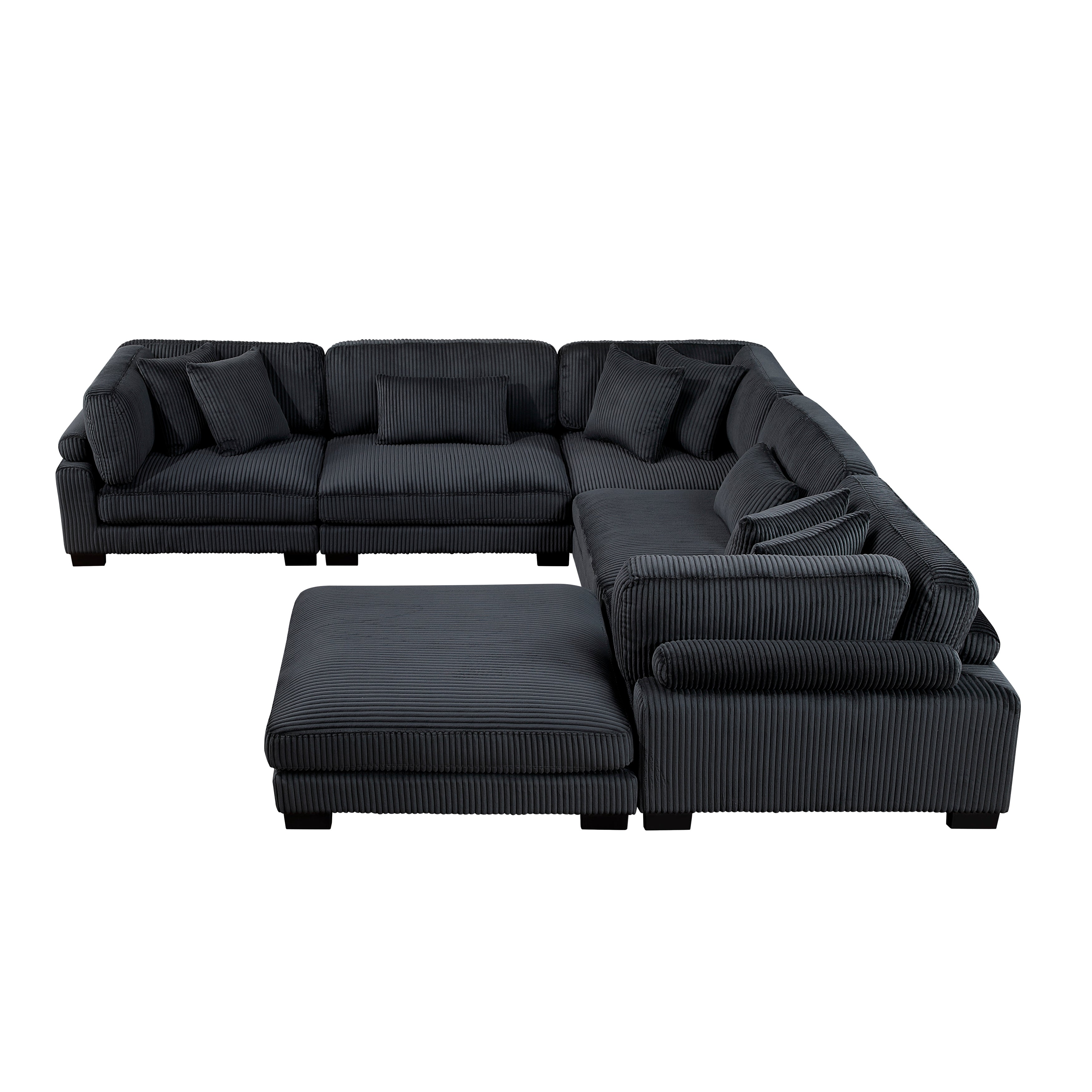 8555BK*3CR2ACOT (6)6-Piece Modular Sectional with Ottoman - 8555BK*3CR2ACOT