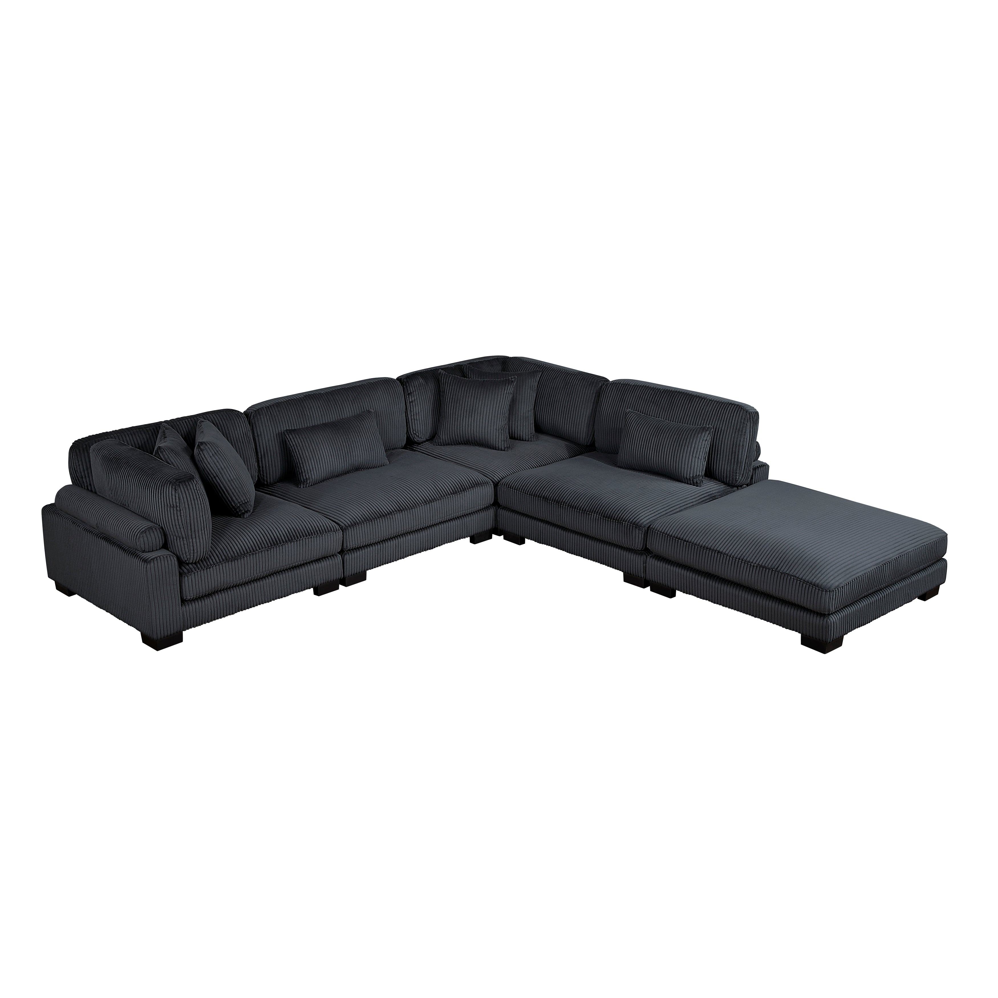 8555BK*5OT (5)5-PIECE MODULAR SECTIONAL WITH OTTOMAN - 8555BK*5OT