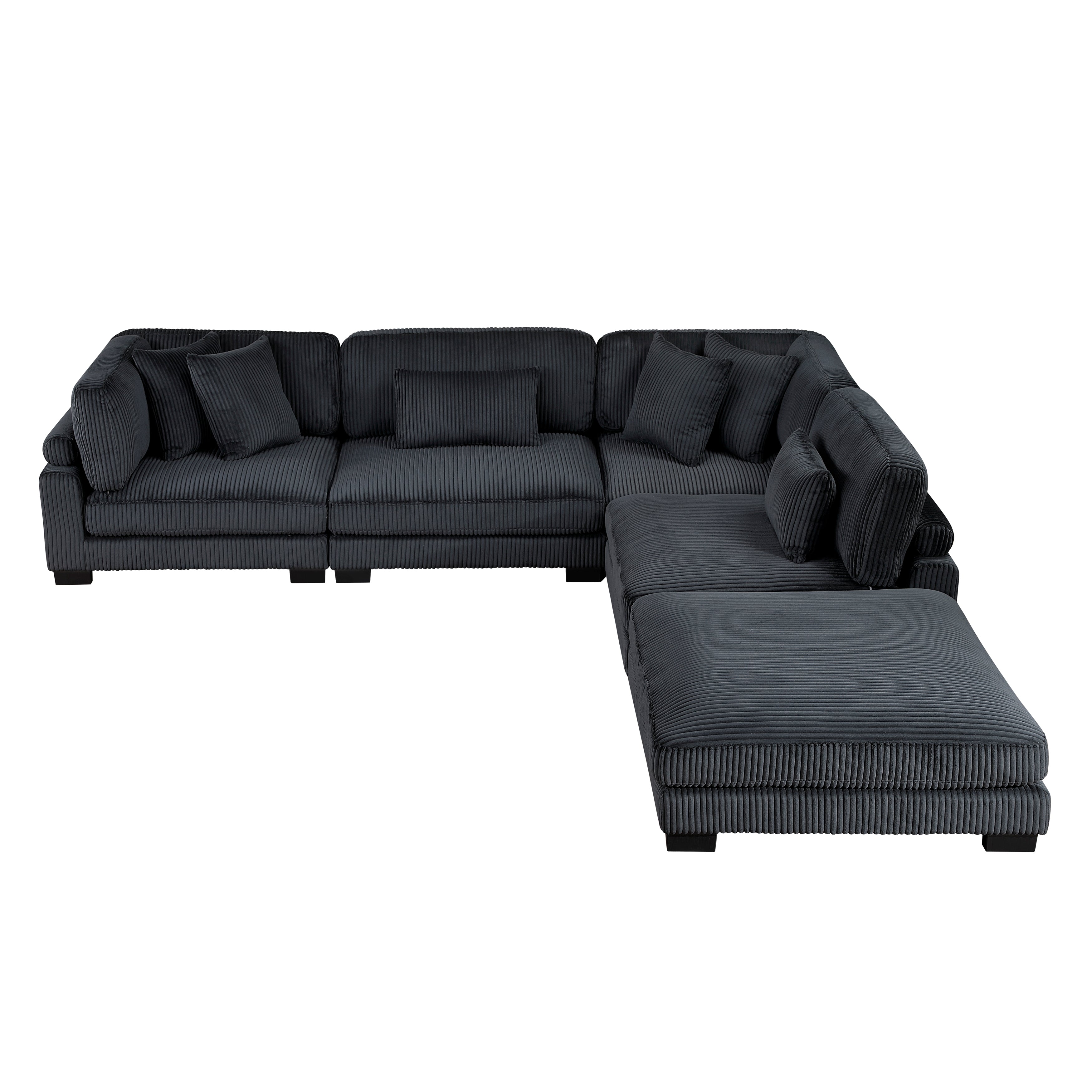 8555BK*5OT (5)5-PIECE MODULAR SECTIONAL WITH OTTOMAN - 8555BK*5OT