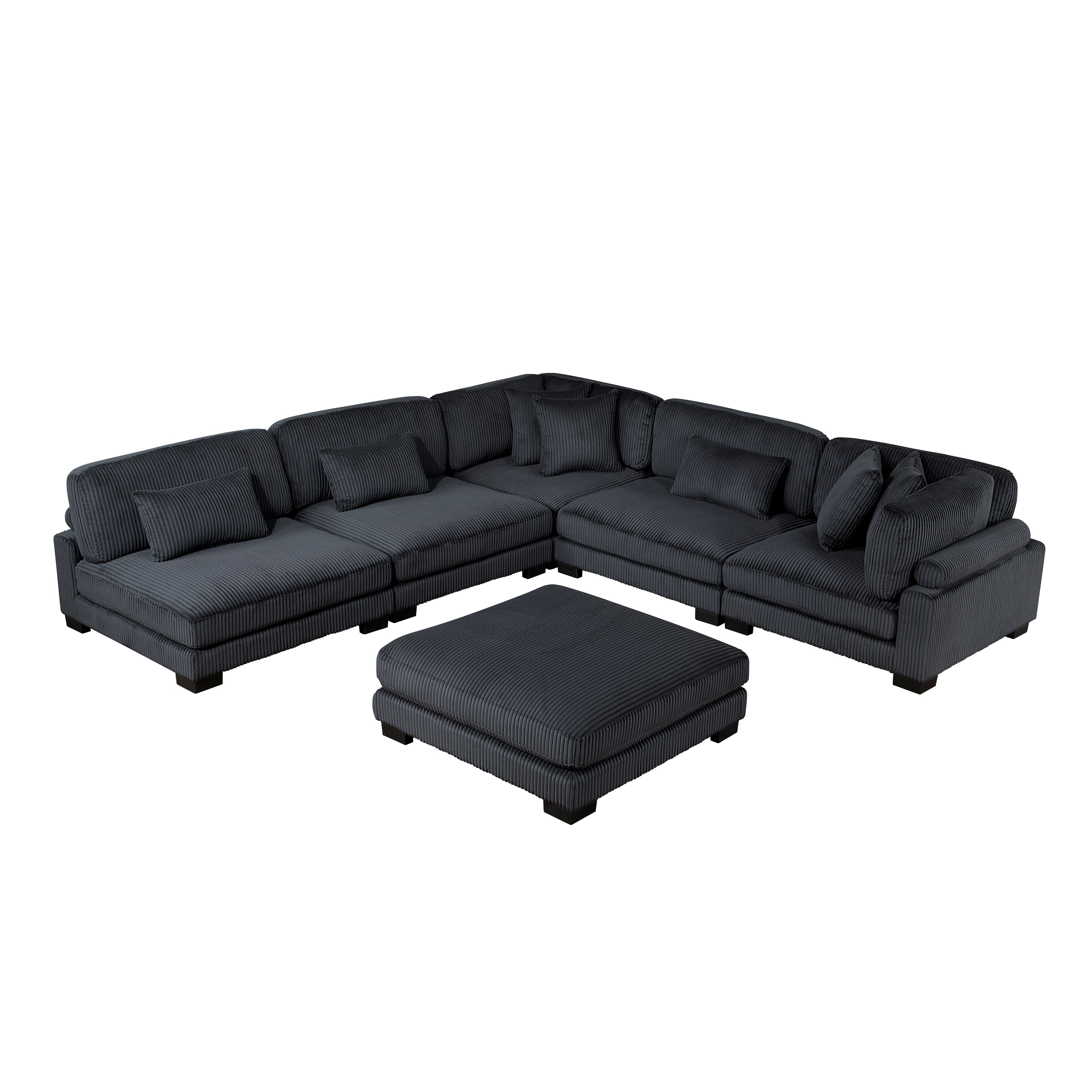 8555BK*6OT (6)6-PIECE MODULAR SECTIONAL WITH OTTOMAN - 8555BK*6OT