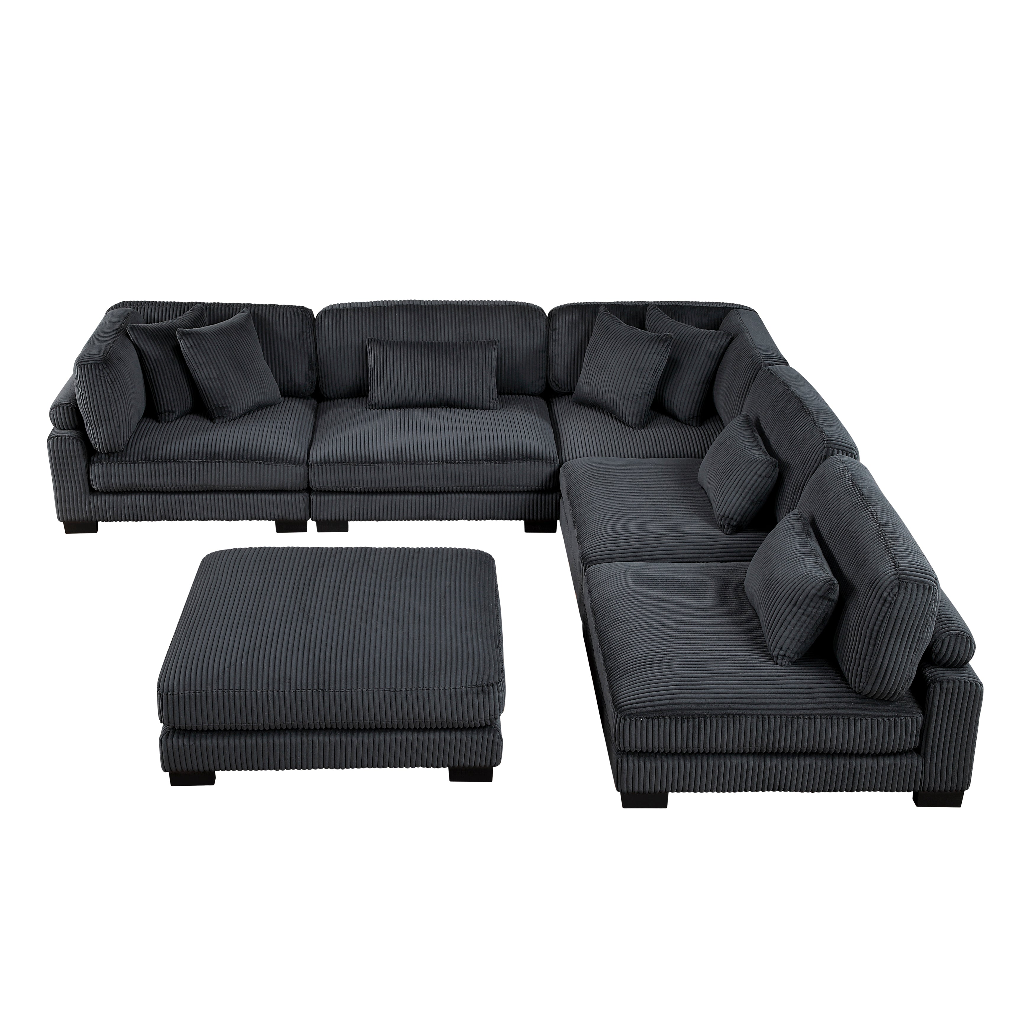 8555BK*6OT (6)6-PIECE MODULAR SECTIONAL WITH OTTOMAN - 8555BK*6OT