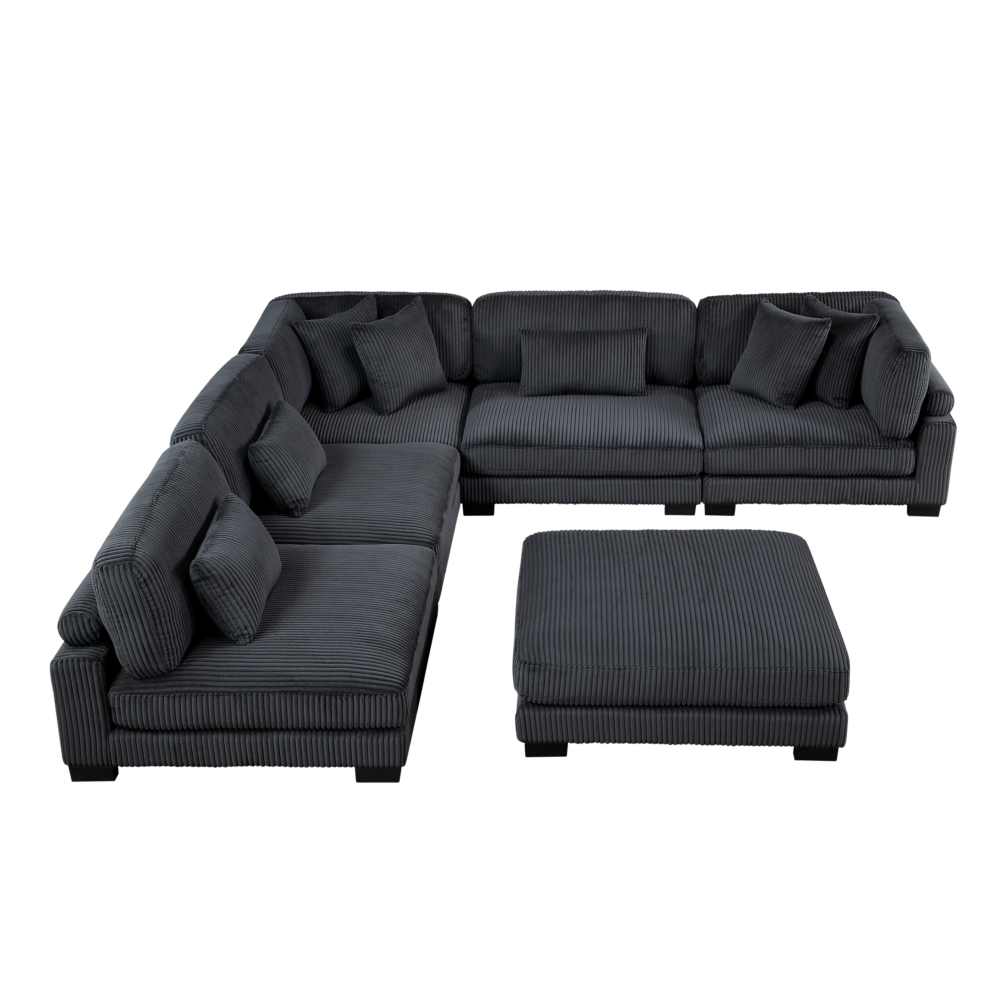 8555BK*6OT (6)6-PIECE MODULAR SECTIONAL WITH OTTOMAN - 8555BK*6OT