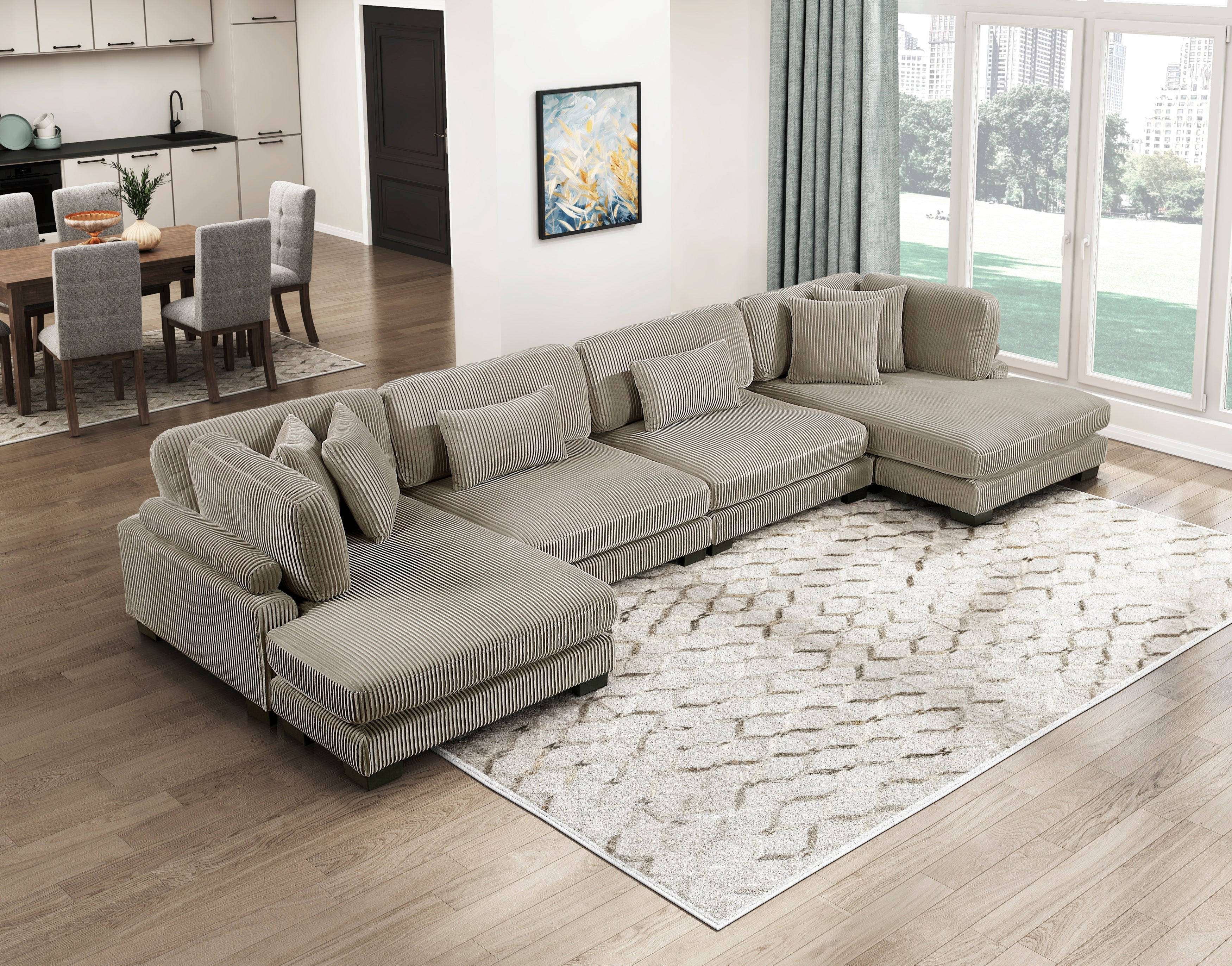 8555GB*2AC2VC (4)4-Piece Modular Sectional with Reversible Chaise - 8555GB*2AC2VC