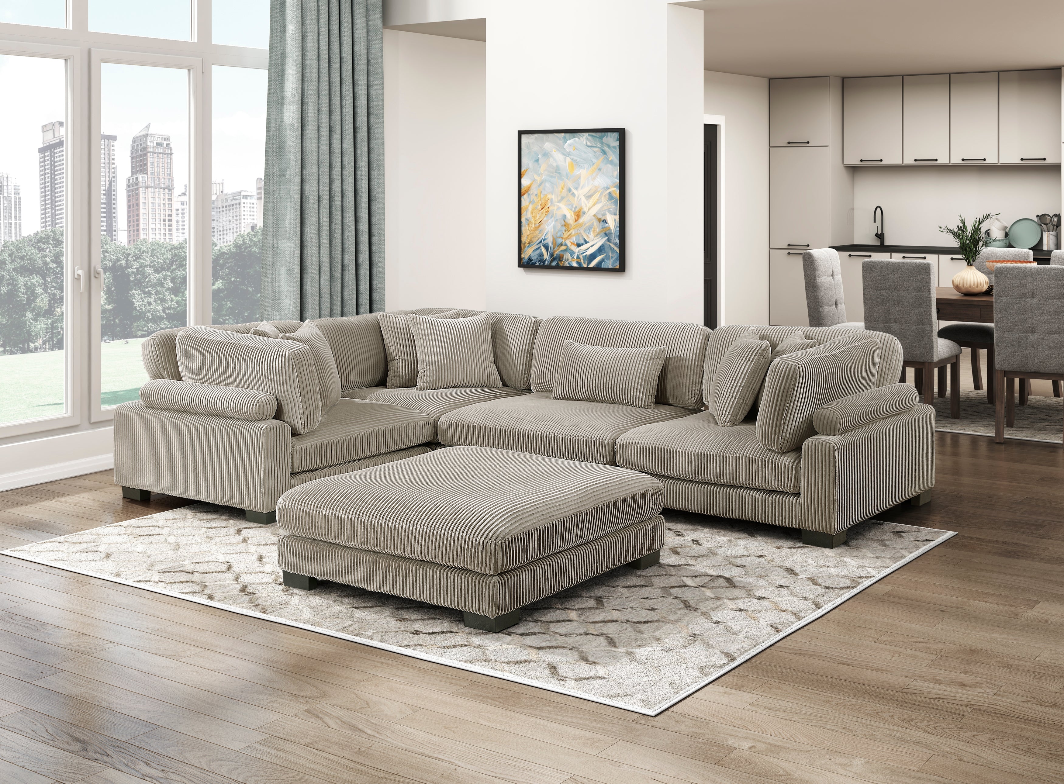 8555GB*3CRACOT (5)5-Piece Modular Sectional with Ottoman - 8555GB*3CRACOT
