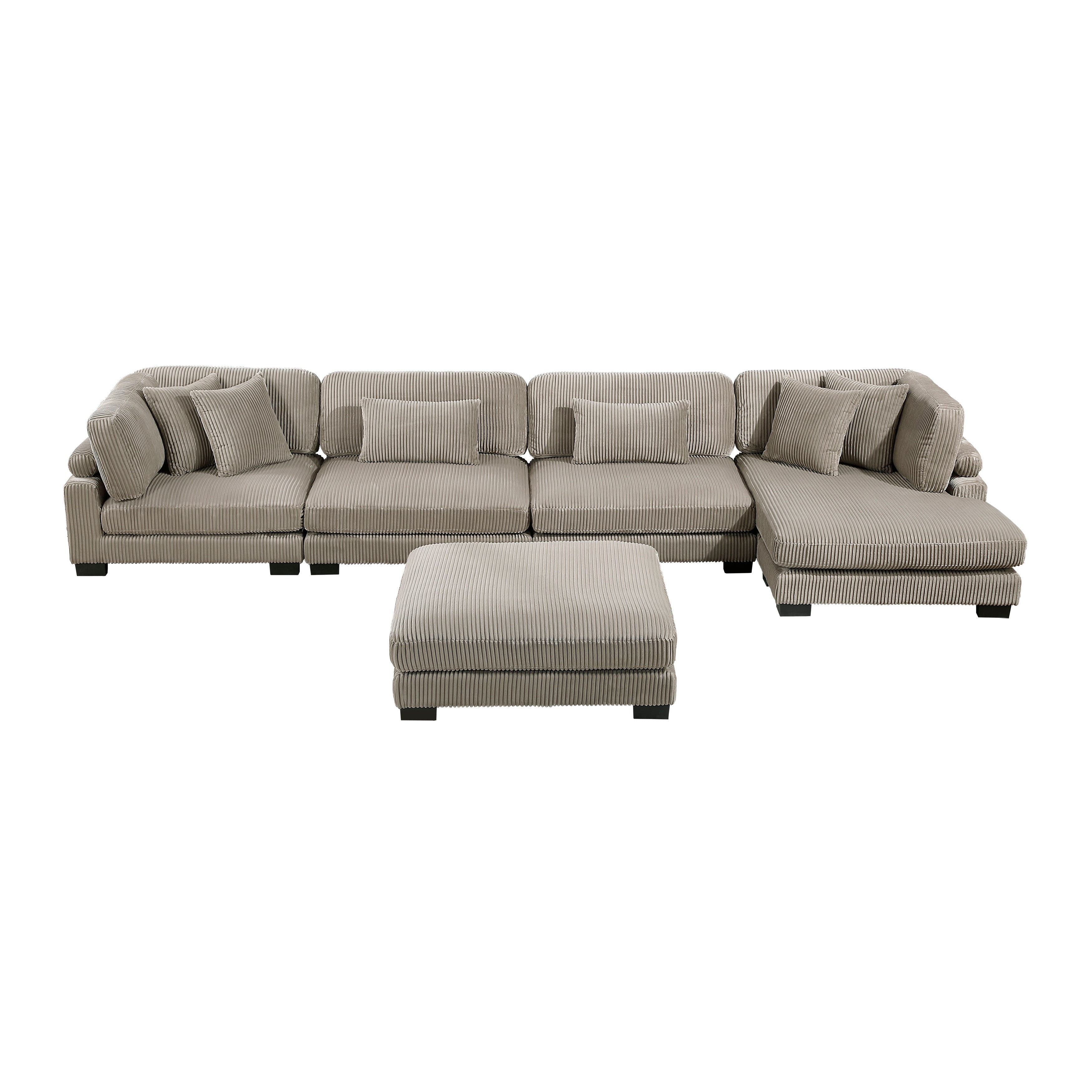 8555GB*CR2ACVCOT (5)5-Piece Modular Sectional with Reversible Chaise and Ottoman - 8555GB*CR2ACVCOT