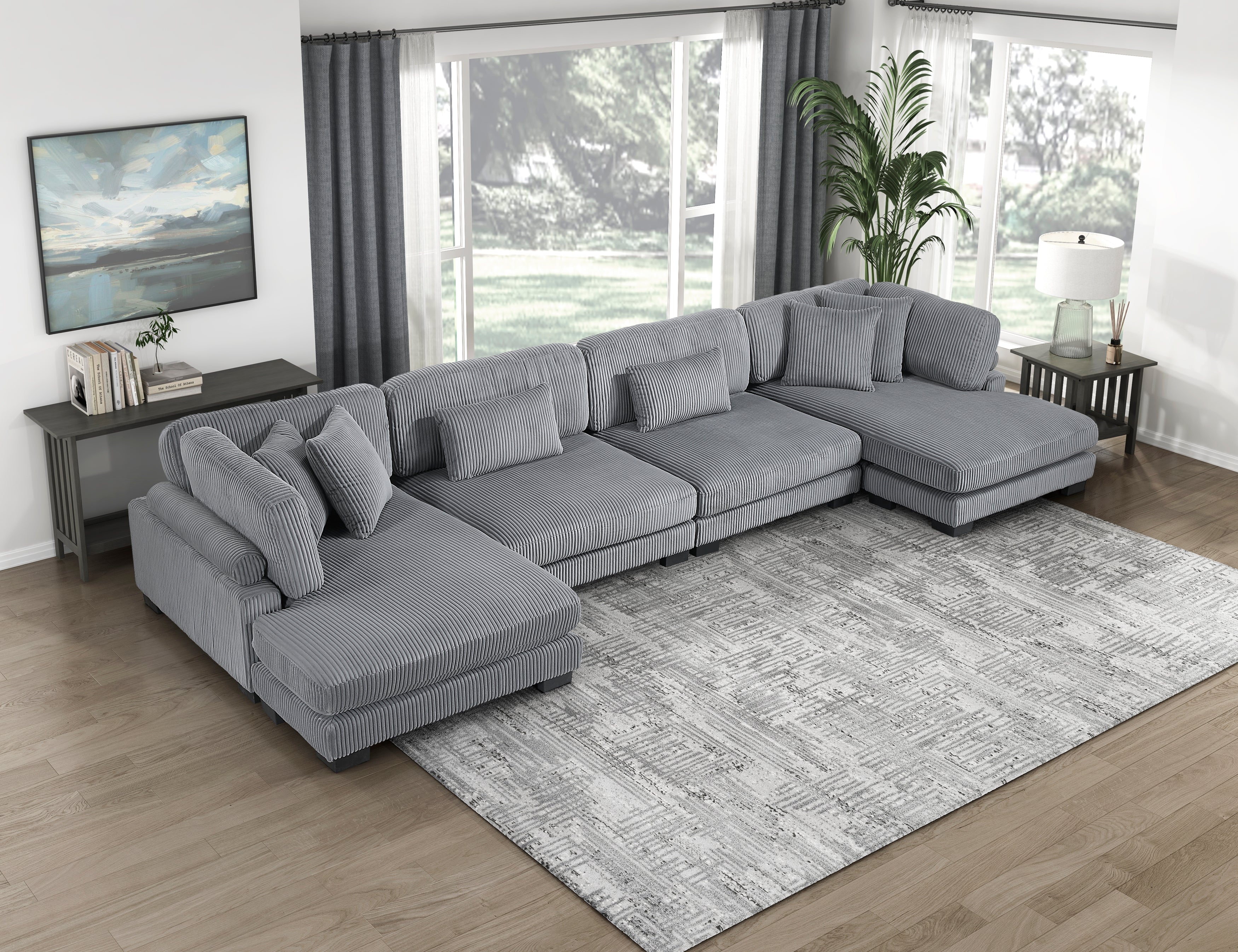 8555GY*2AC2VC (4)4-Piece Modular Sectional with Reversible Chaise - 8555GY*2AC2VC