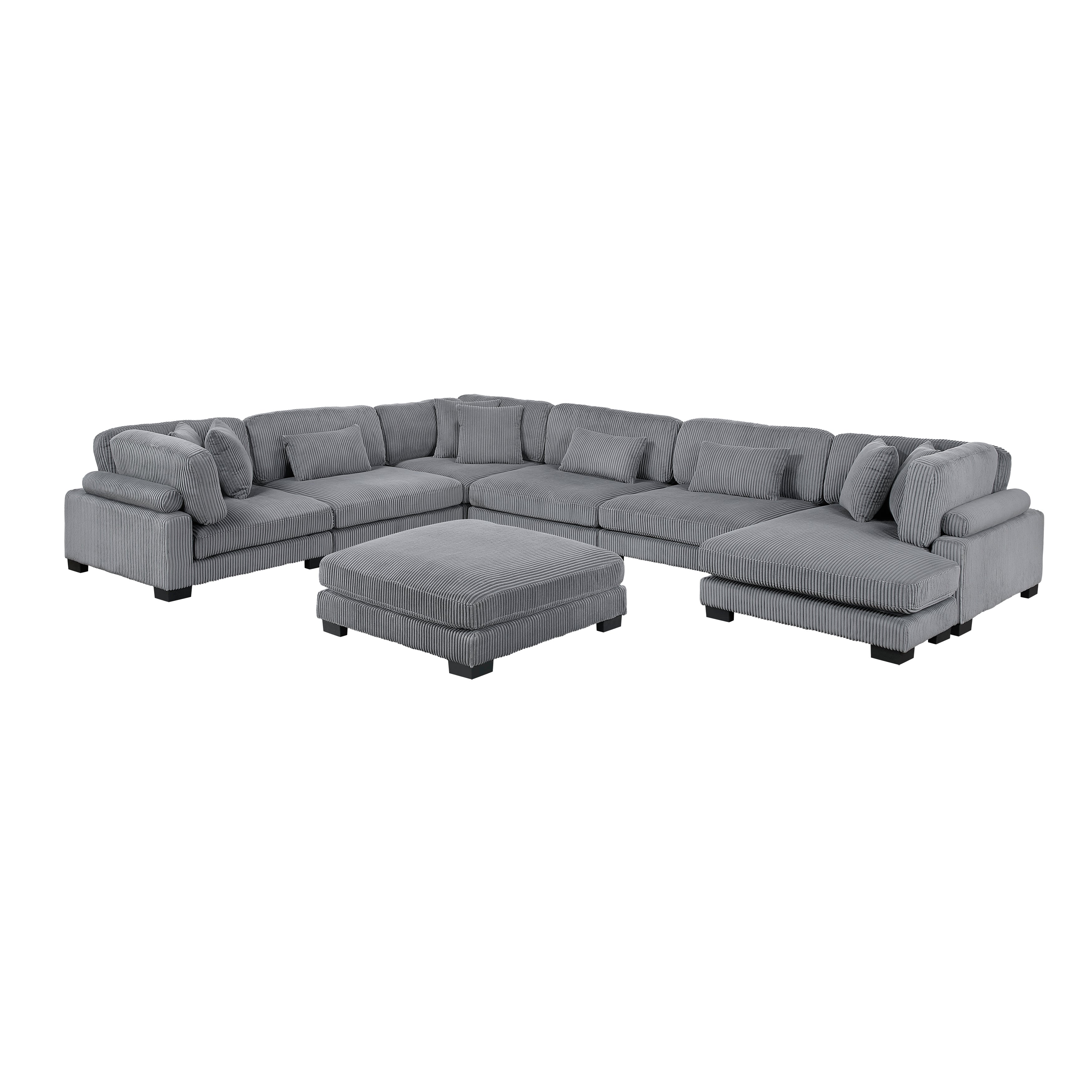 8555GY*2CR3ACVCOT (7)7-Piece Modular Sectional with Reversible Chaise and Ottoman - 8555GY*2CR3ACVCOT