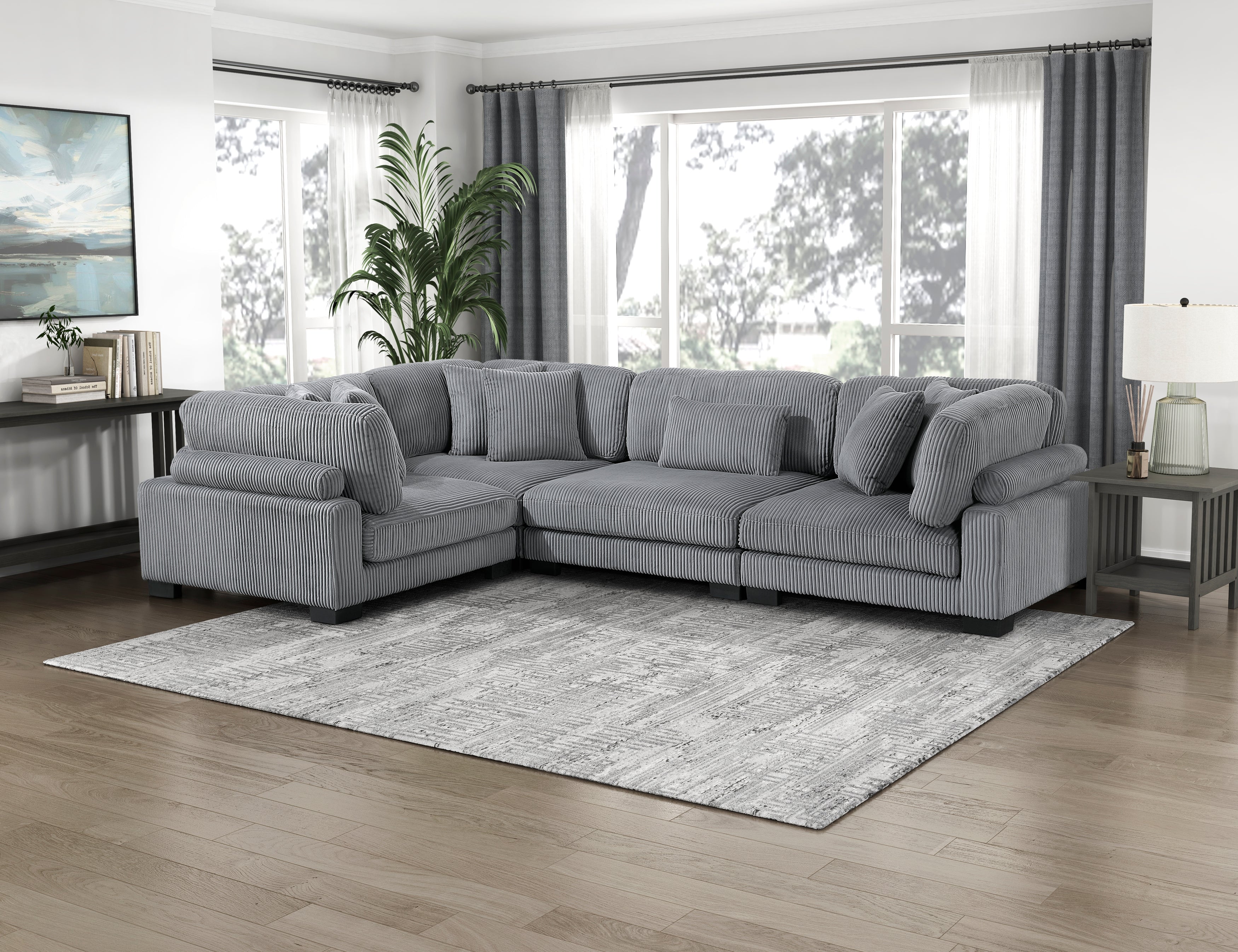 8555GY*3CRAC (4)4-Piece Modular Sectional - 8555GY*3CRAC