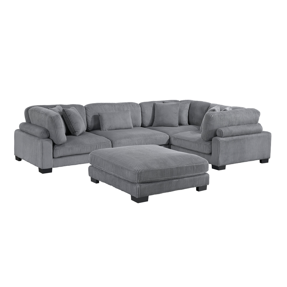 8555GY*3CRACOT (5)5-Piece Modular Sectional with Ottoman - 8555GY*3CRACOT