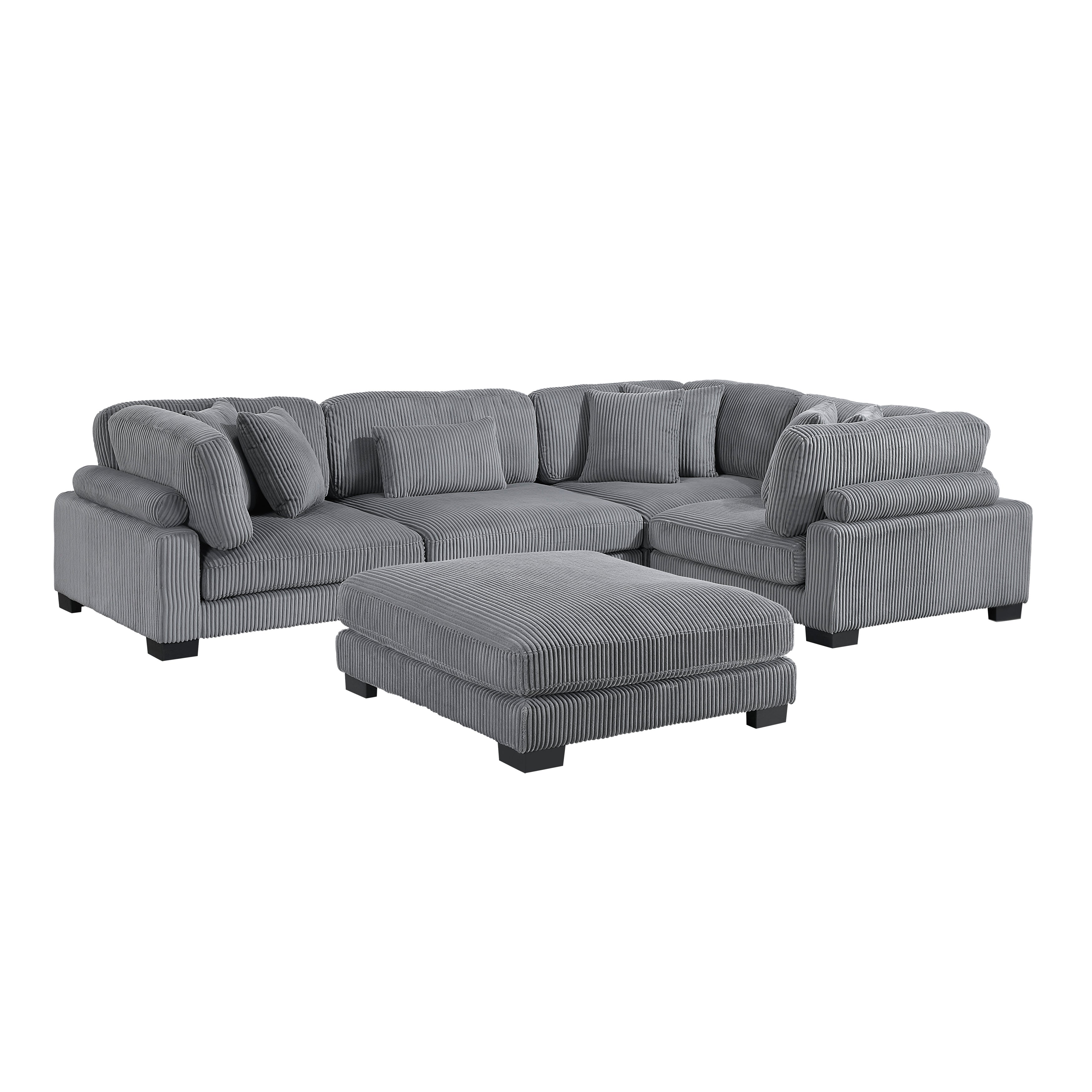 8555GY*3CRACOT (5)5-Piece Modular Sectional with Ottoman - 8555GY*3CRACOT