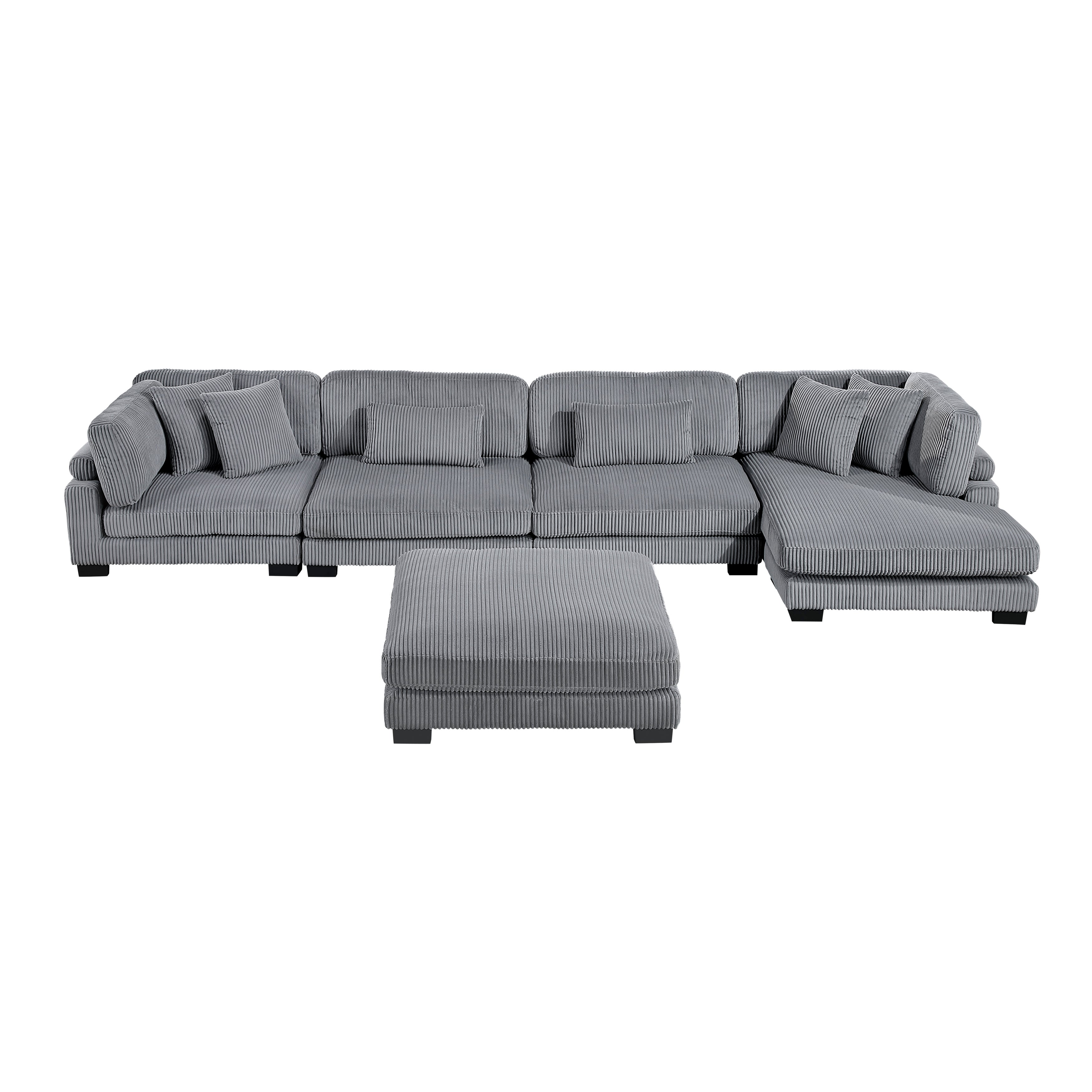 8555GY*CR2ACVCOT (5)5-Piece Modular Sectional with Reversible Chaise and Ottoman - 8555GY*CR2ACVCOT