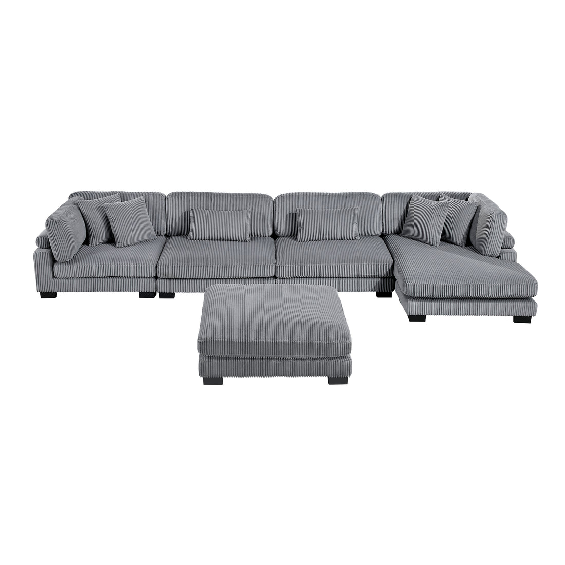 8555GY*CR2ACVCOT (5)5-Piece Modular Sectional with Reversible Chaise and Ottoman - 8555GY*CR2ACVCOT