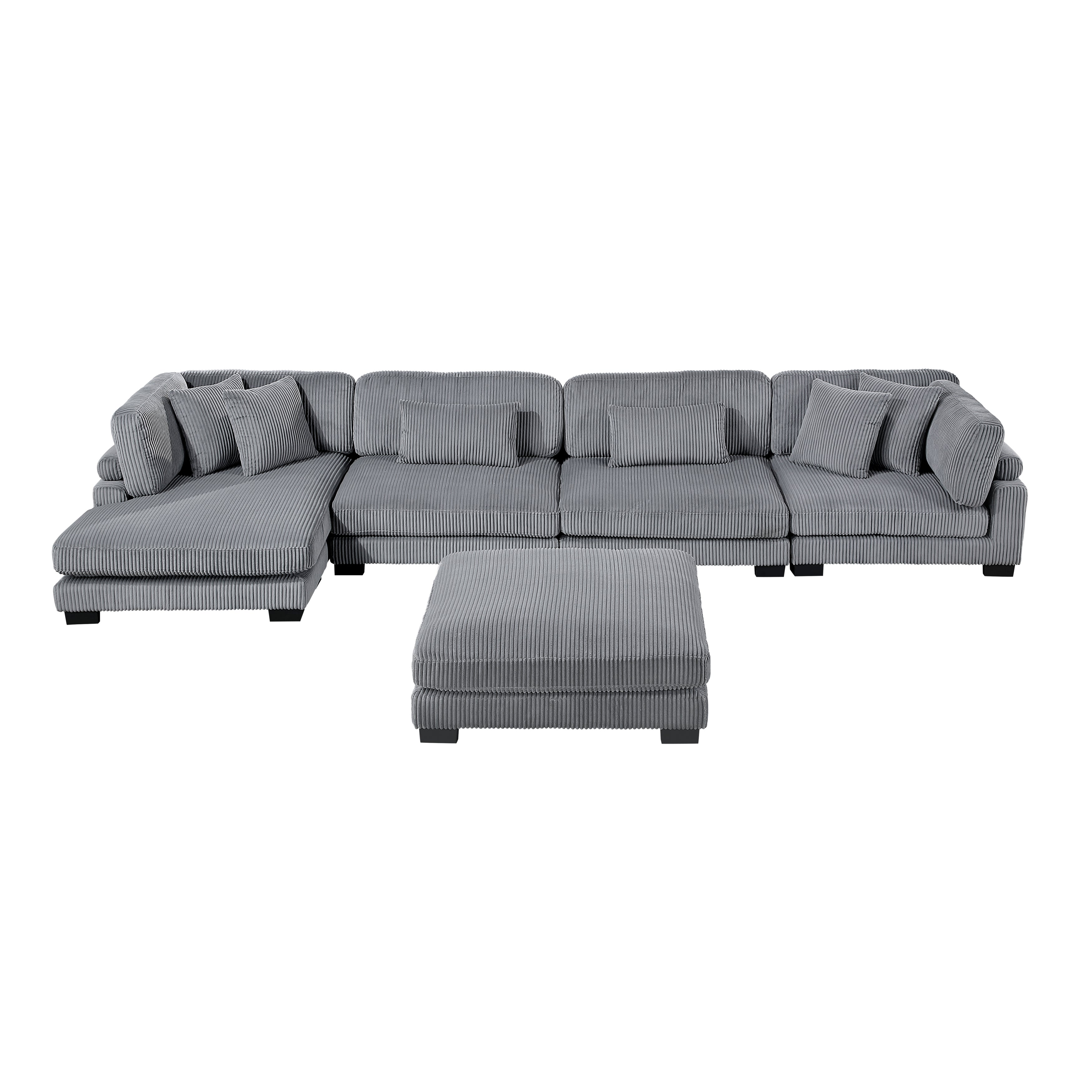 8555GY*CR2ACVCOT (5)5-Piece Modular Sectional with Reversible Chaise and Ottoman - 8555GY*CR2ACVCOT