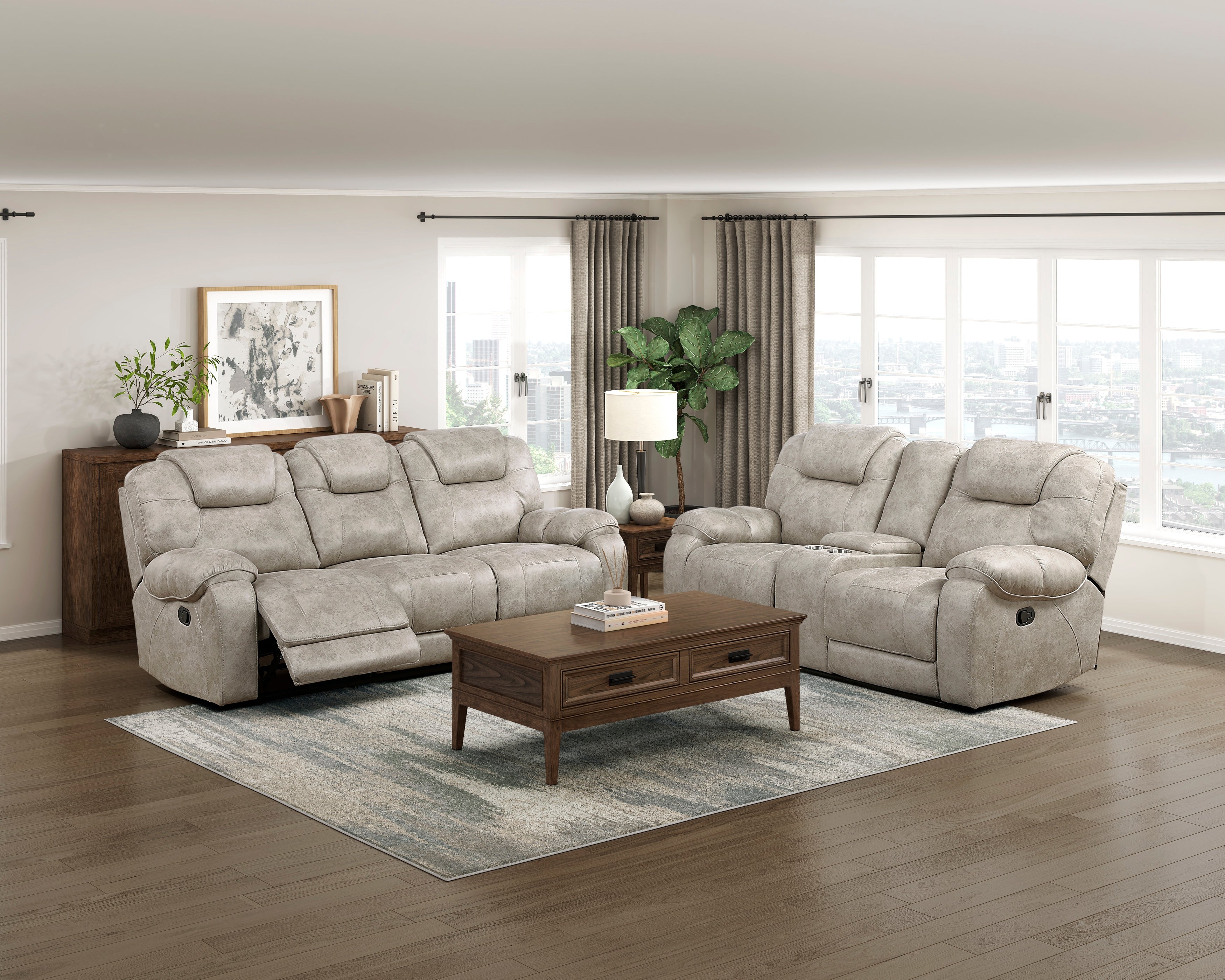 8560PT-2 DOUBLE RECLINING LOVE SEAT WITH CENTER CONSOLE - 8560PT-2