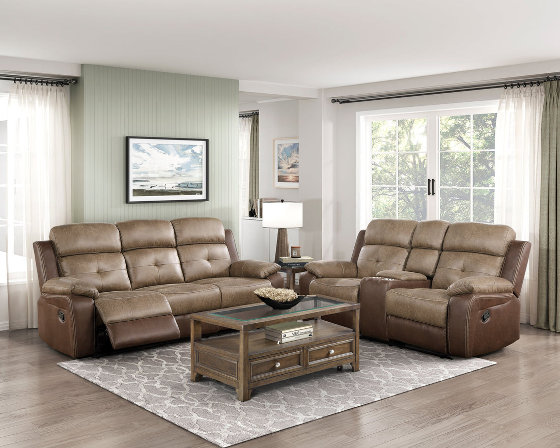Glendale Brown Microfiber Double Reclining Living Room Set from Homelegance - Luna Furniture