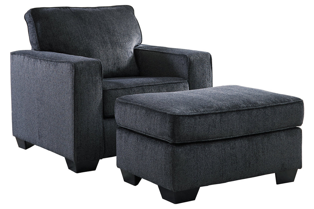 Altari Slate Chair and Ottoman - Ashley - Luna Furniture