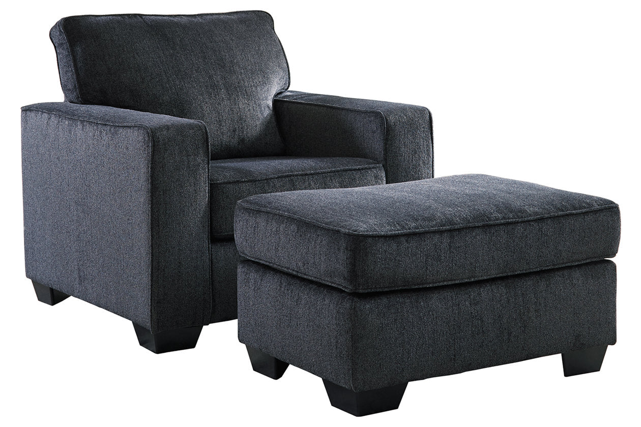 Altari Slate Chair and Ottoman - Ashley - Luna Furniture