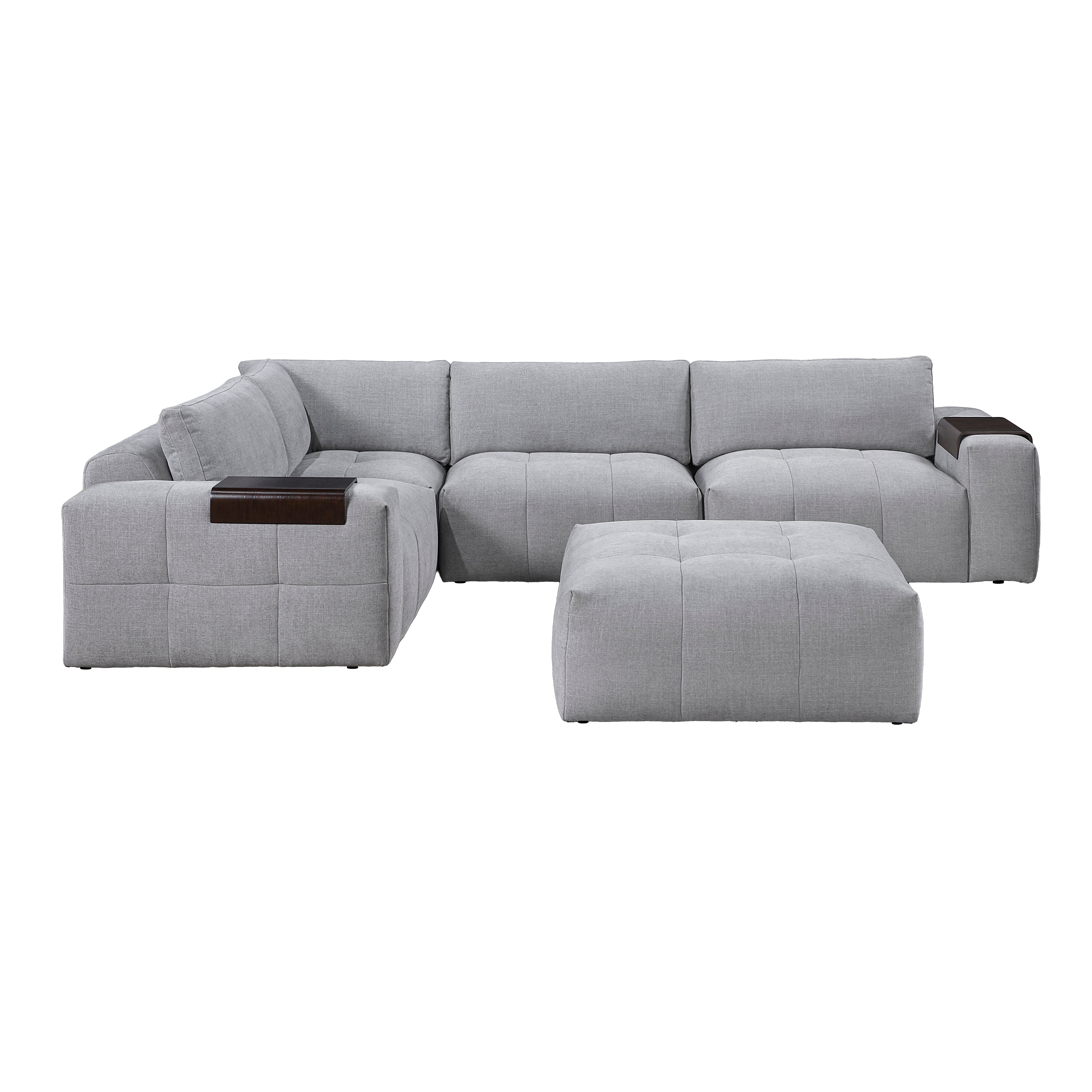 9155GY*51L1ROT (5)5-Piece Modular Sectional with Ottoman - 9155GY*51L1ROT