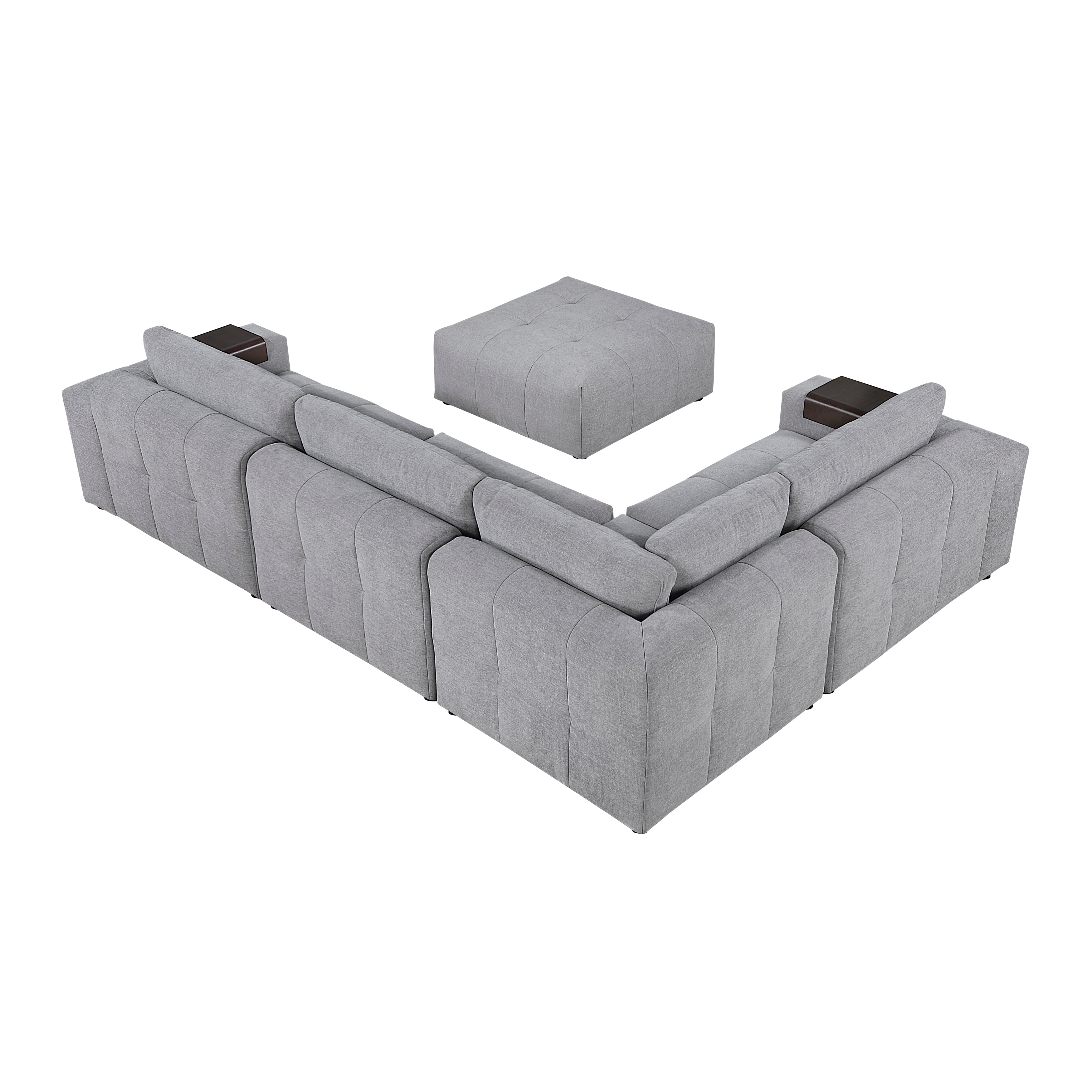9155GY*51L1ROT (5)5-Piece Modular Sectional with Ottoman - 9155GY*51L1ROT
