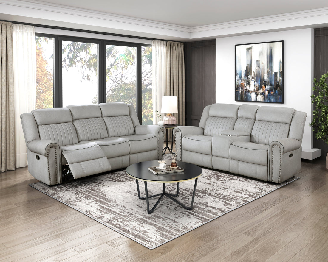 Brennen Mist Double Reclining Living Room Set from Homelegance - Luna Furniture