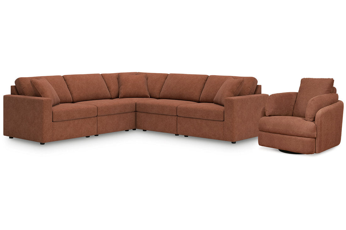 Modmax Spice 5-Piece Sectional and Swivel Glider Recliner - - Luna Furniture