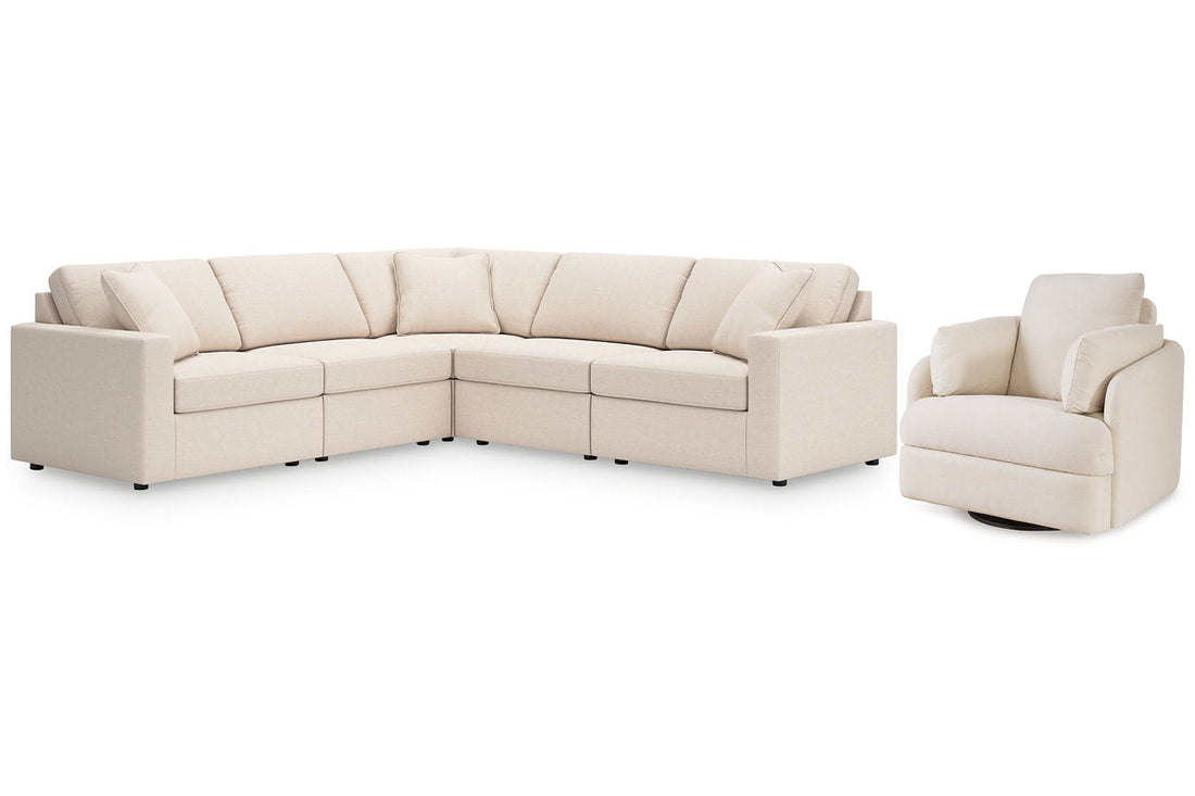 Modmax Oyster 5-Piece Sectional and Swivel Glider Recliner - - Luna Furniture