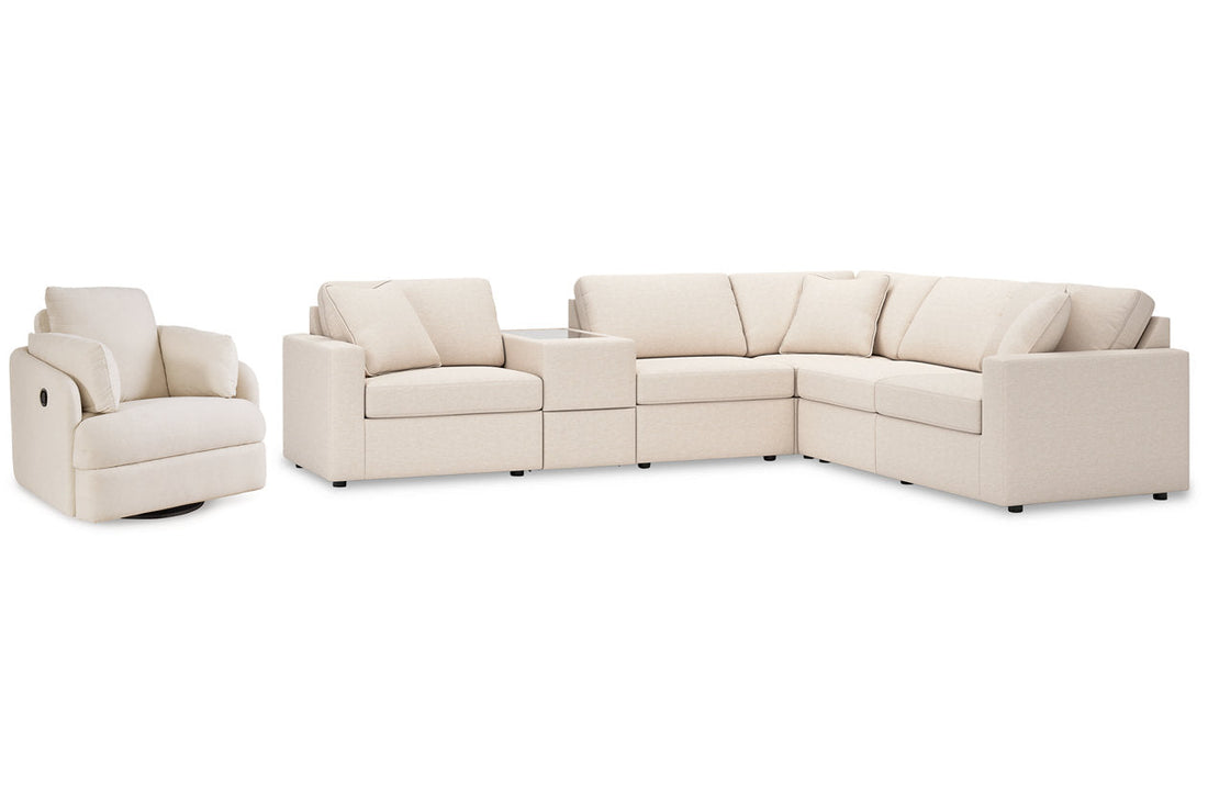 Modmax Oyster 6-Piece Sectional and Swivel Glider Recliner - - Luna Furniture