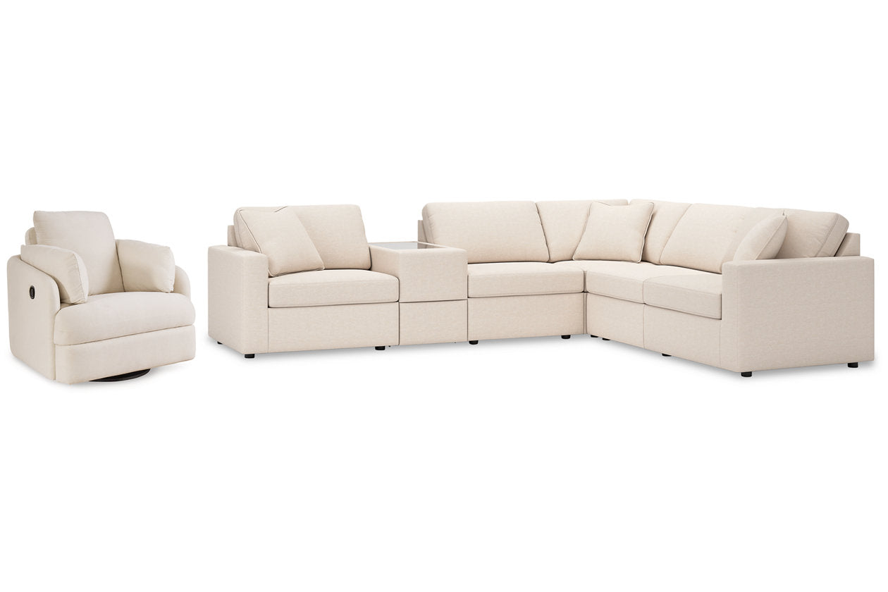 Modmax Oyster 6-Piece Sectional and Swivel Glider Recliner - - Luna Furniture