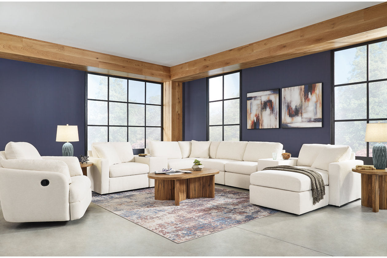 Modmax Oyster 6-Piece Sectional and Swivel Glider Recliner - - Luna Furniture