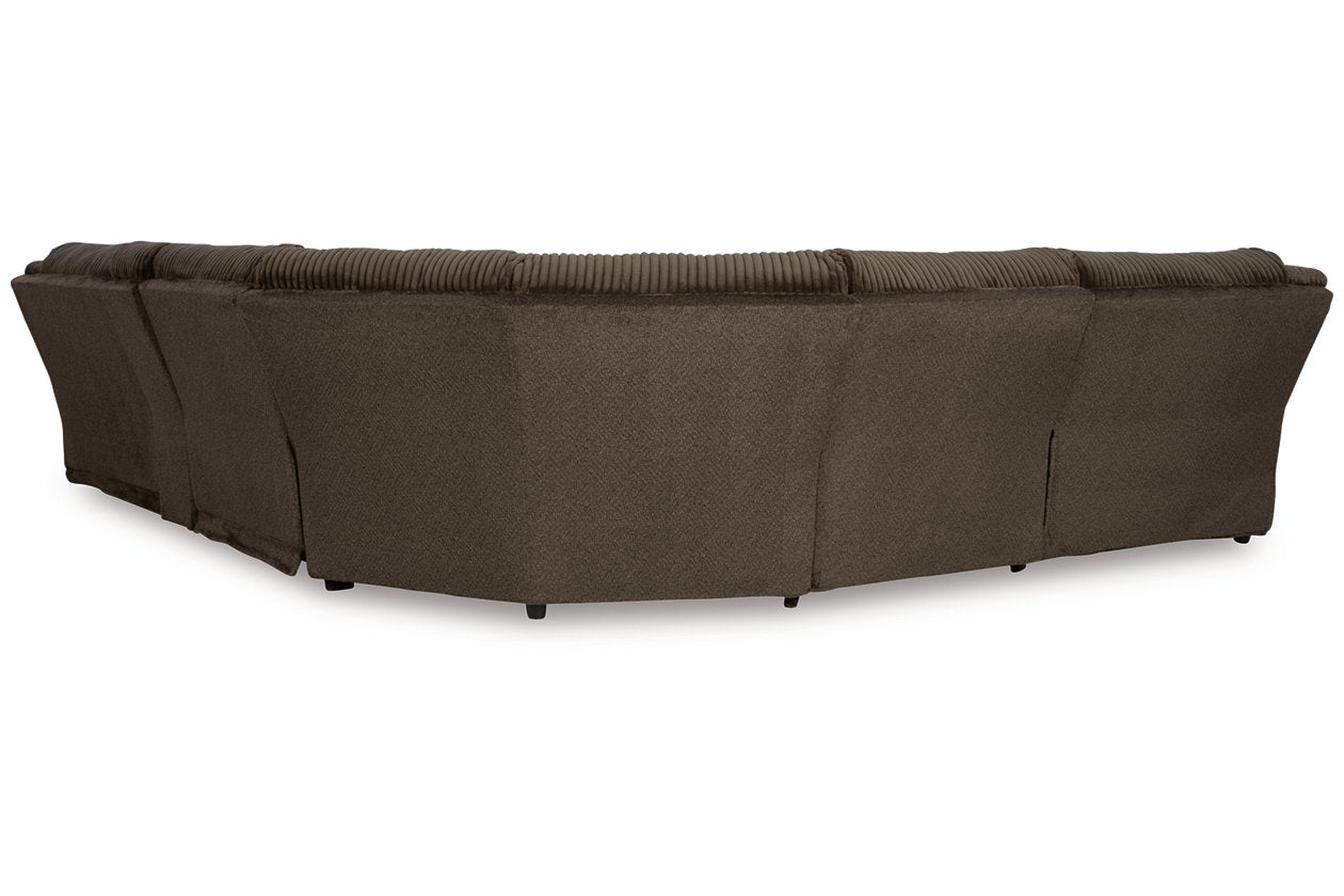 Top Tier Chocolate 6-Piece Reclining Sectional with Chaise - Ashley - Luna Furniture