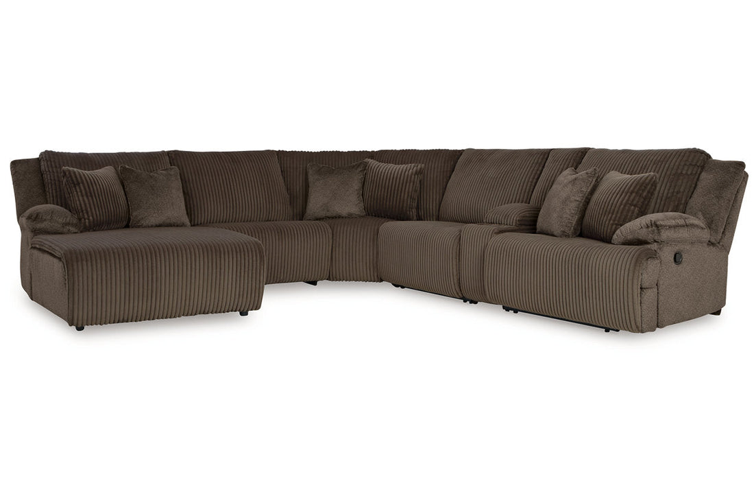 Top Tier Chocolate 6-Piece Reclining Sectional with Chaise - Ashley - Luna Furniture