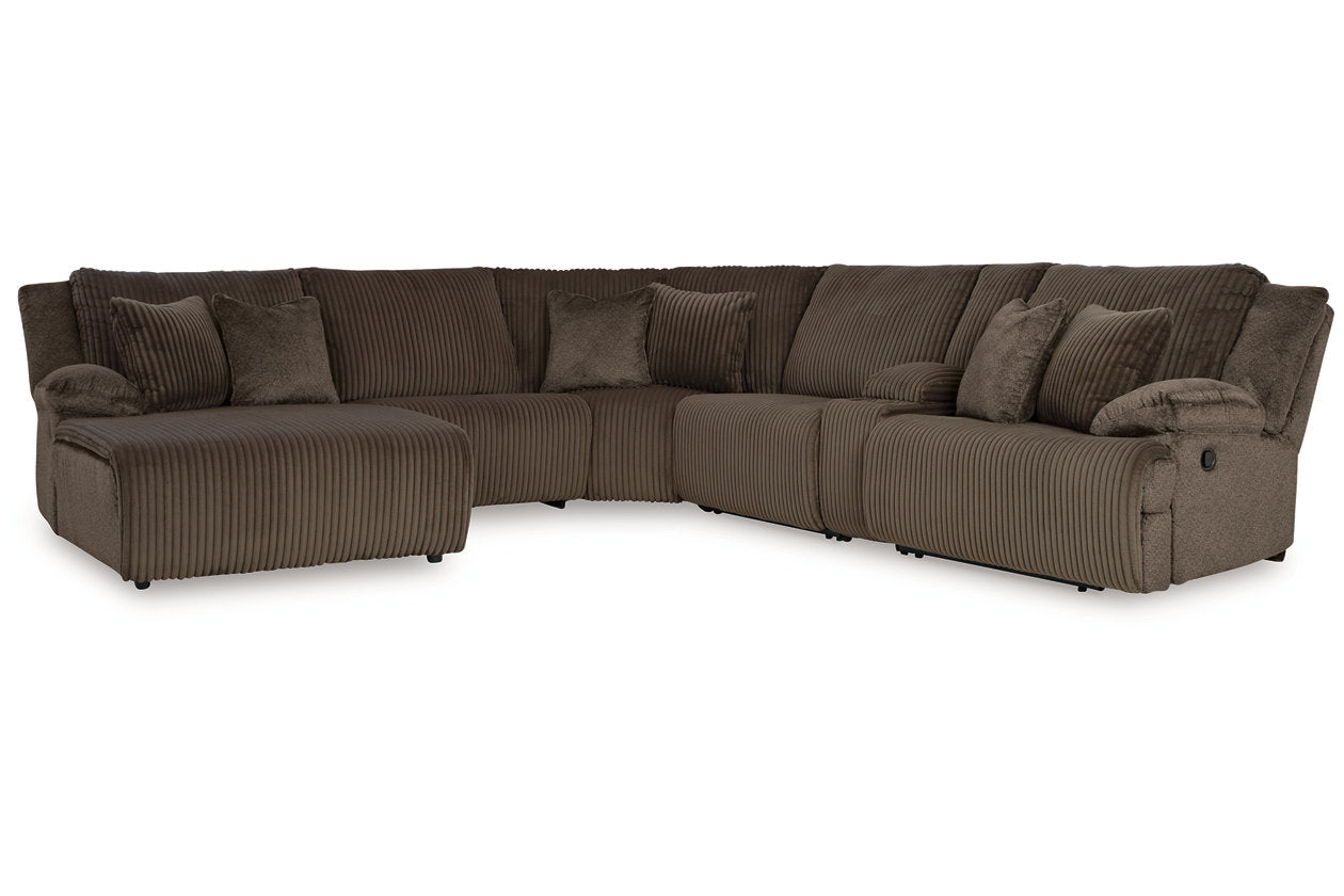 Top Tier Chocolate 6-Piece Reclining Sectional with Chaise - Ashley - Luna Furniture