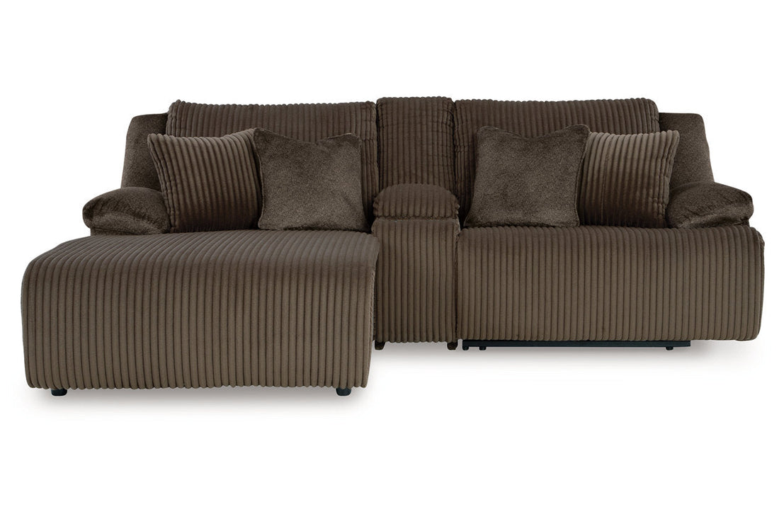 Top Tier Chocolate 3-Piece Reclining Sectional Sofa with Chaise - Ashley - Luna Furniture