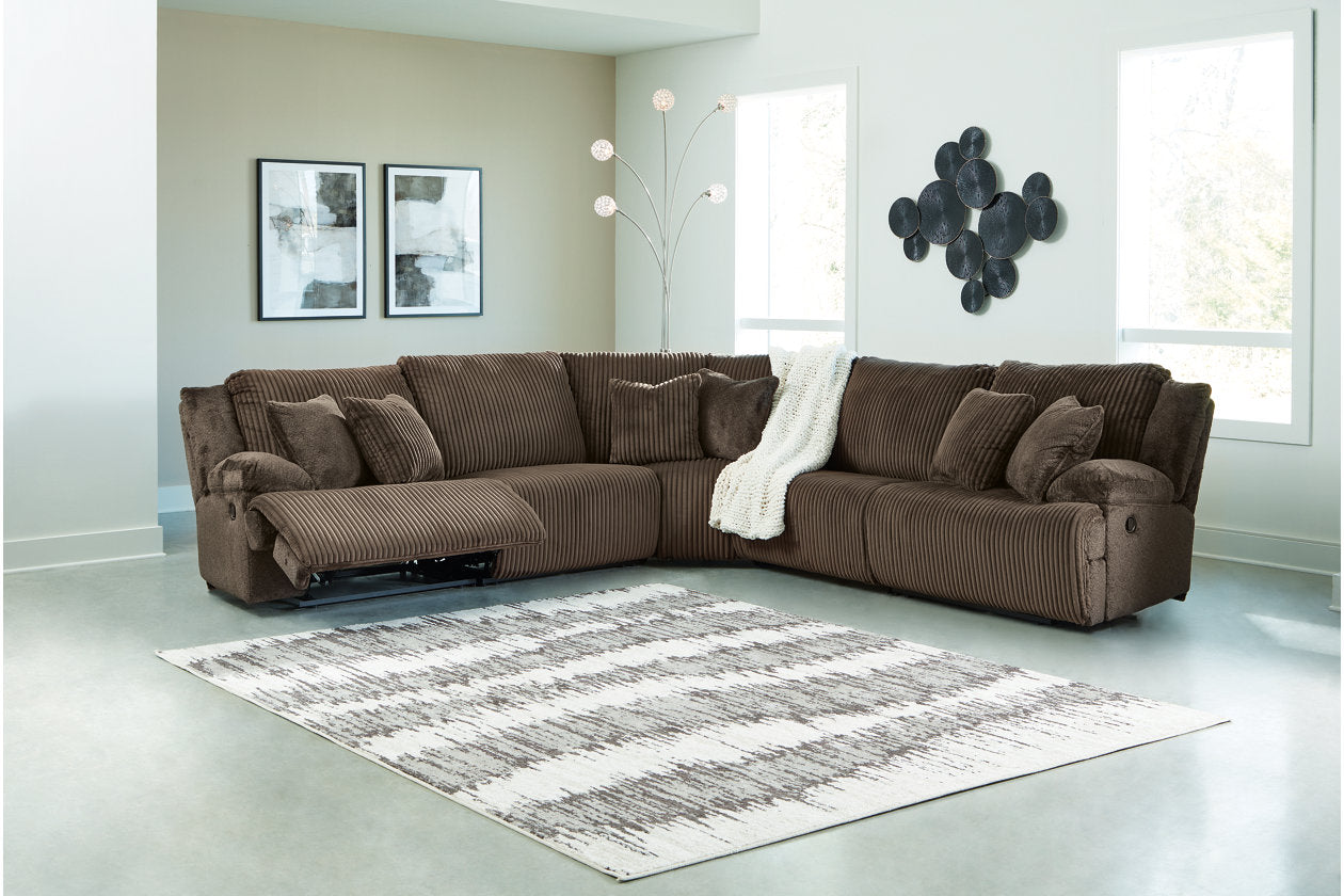 Top Tier Chocolate 5-Piece Reclining Sectional - Ashley - Luna Furniture