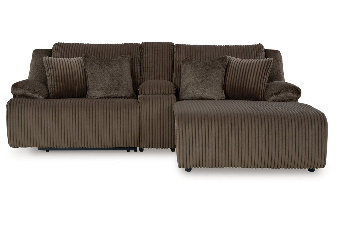 Top Tier Chocolate 3-Piece Reclining Sectional Sofa with Chaise - Ashley - Luna Furniture