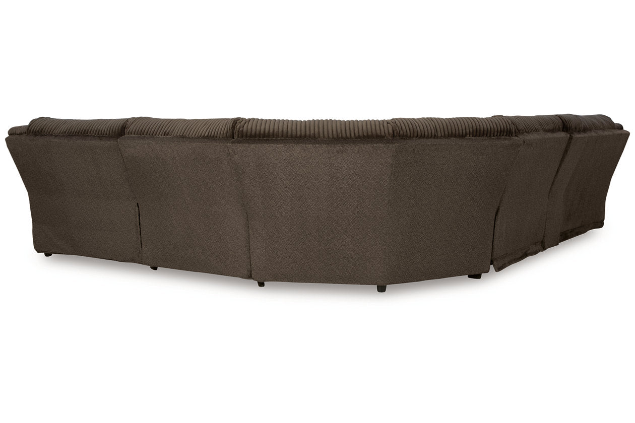 Top Tier Chocolate 6-Piece Reclining Sectional with Chaise - Ashley - Luna Furniture