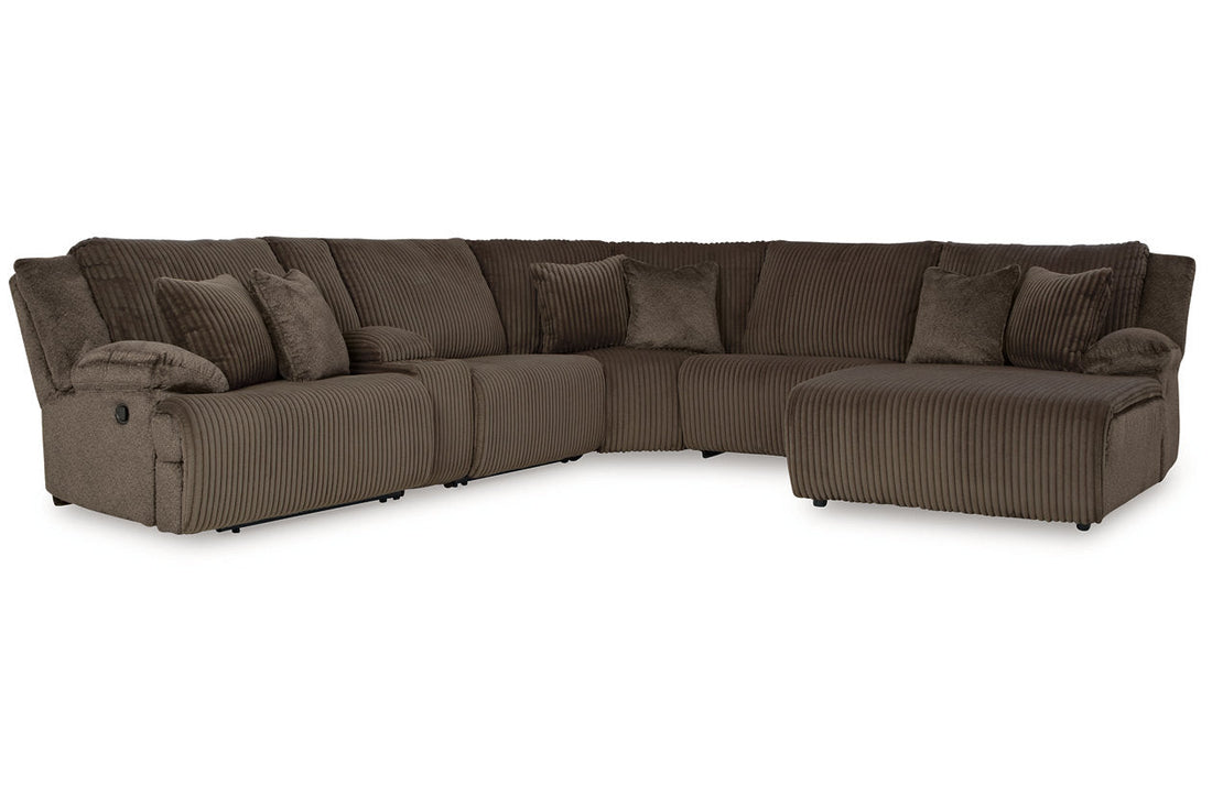 Top Tier Chocolate 6-Piece Reclining Sectional with Chaise - Ashley - Luna Furniture