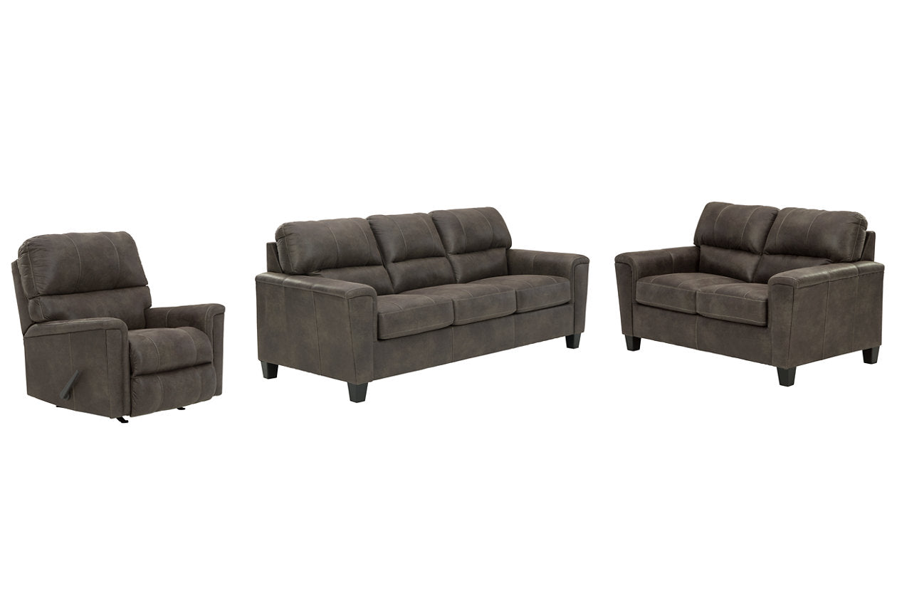Navi Smoke Sofa, Loveseat and Recliner - Ashley - Luna Furniture