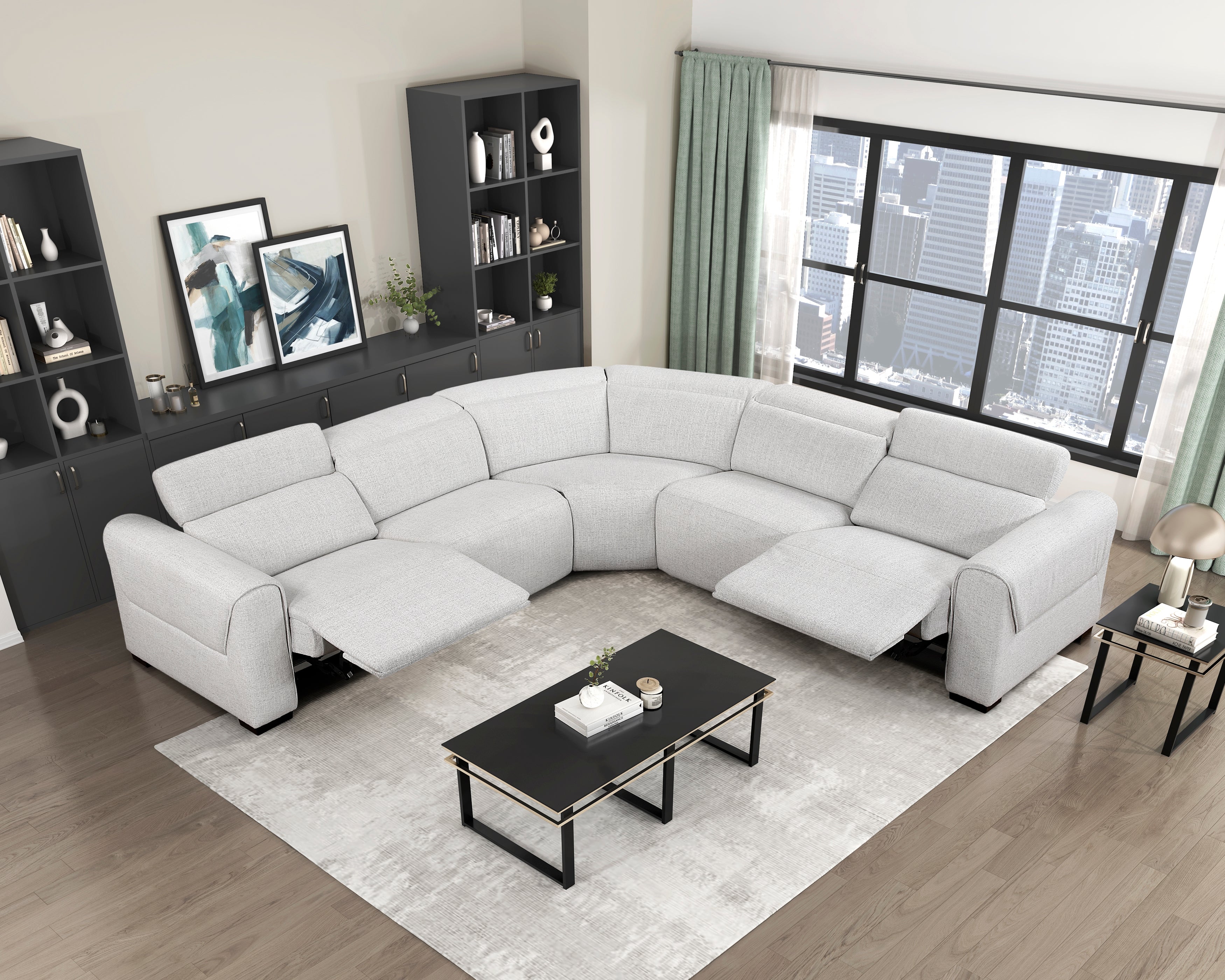 9455CLD*5LRRRPWH (5)5-Piece Modular Power Reclining Sectional with Power Headrests, Charging Ports - 9455CLD*5LRRRPWH
