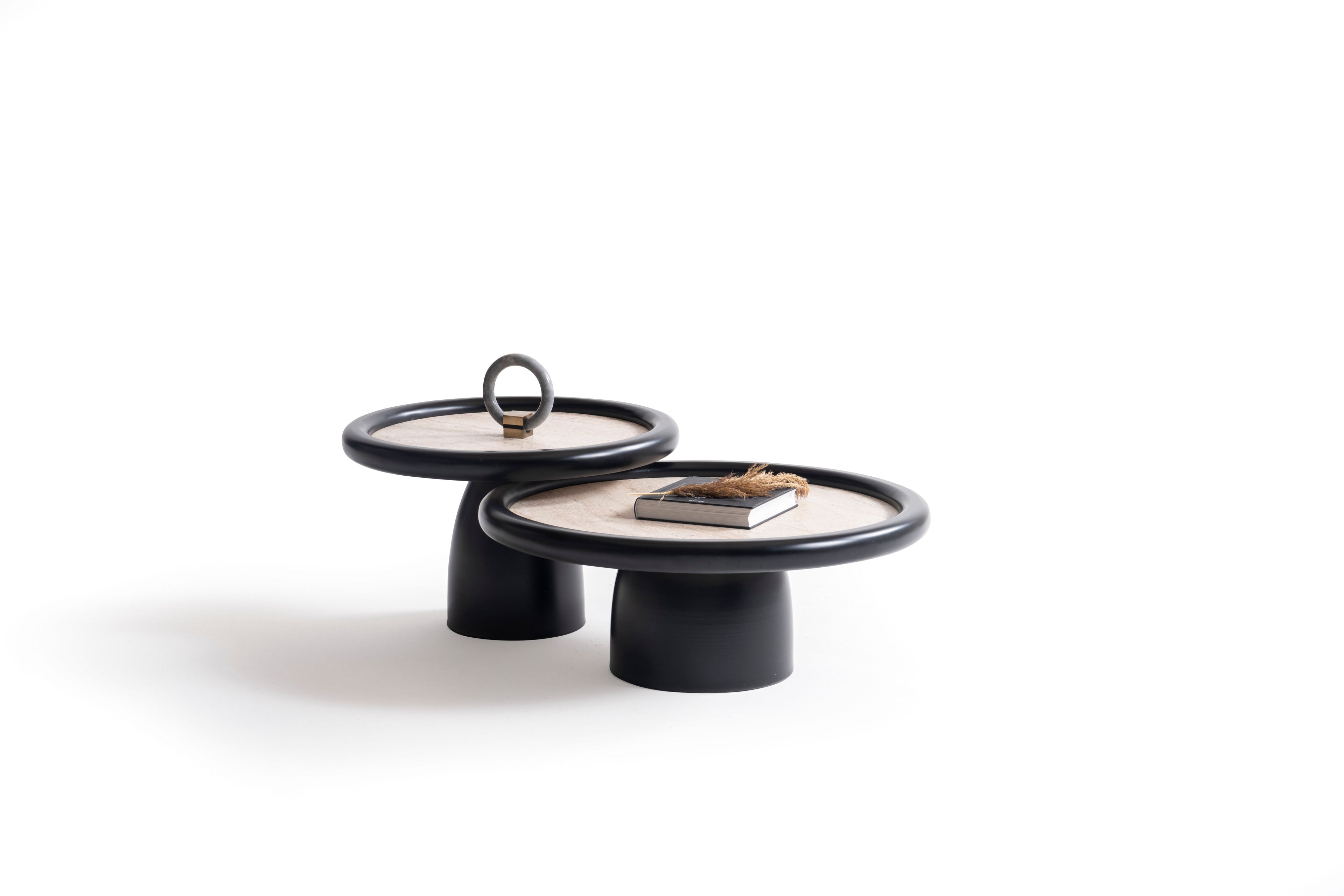 950 Black Travertine 3 Pc Coffee Table Set - 950BLACKT-COFSET