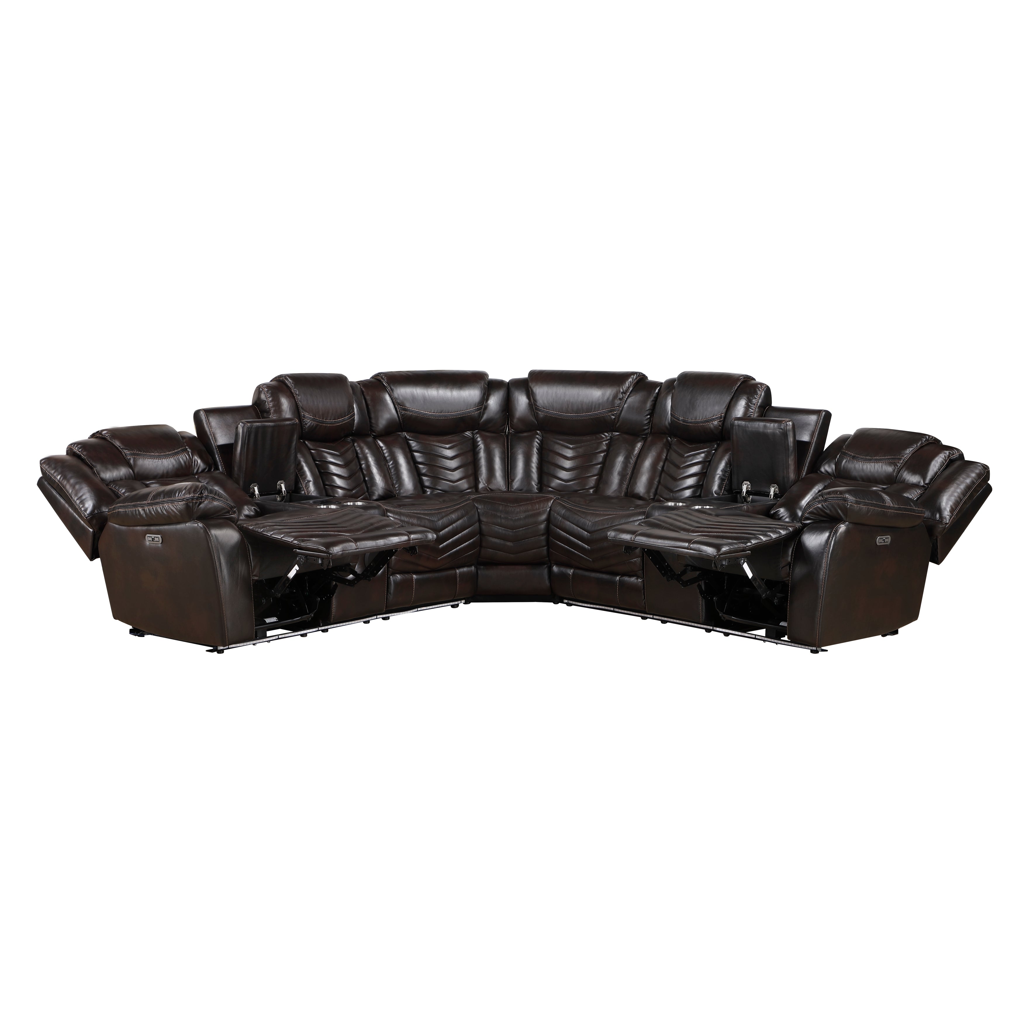 9508DB*SCPW (3)3-Piece Power Reclining Sectional with Consoles, Speakers, Subwoofer and LED Lighting - 9508DB*SCPW